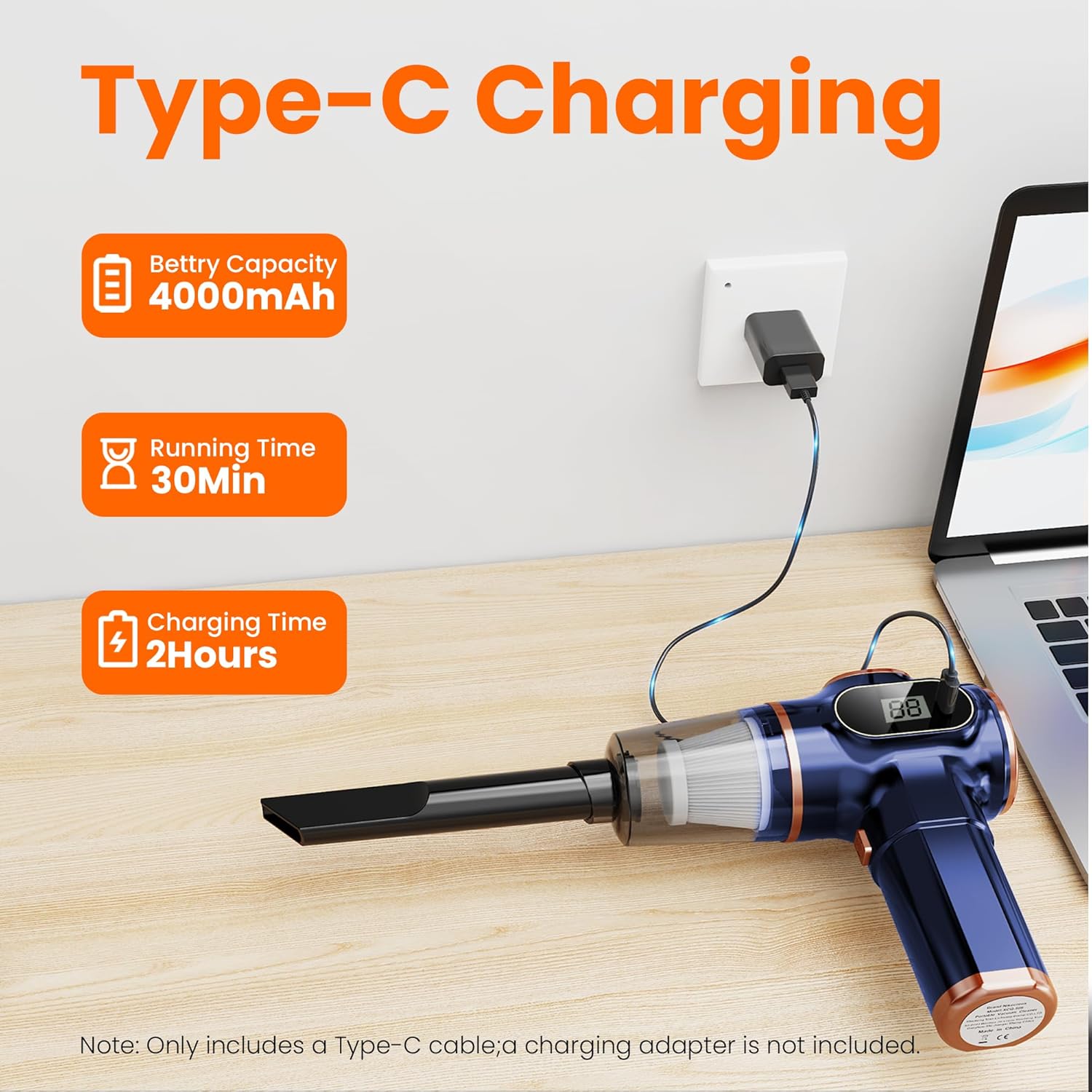 Portable Car Vacuum Cordless Mini Handheld Vacuums Cleaner Rechargeable with LCD Display and Multi-Nozzles, High Power Hand held Cleaners for Car, Home, Office, Sofa, Pet Hair,Keyboard