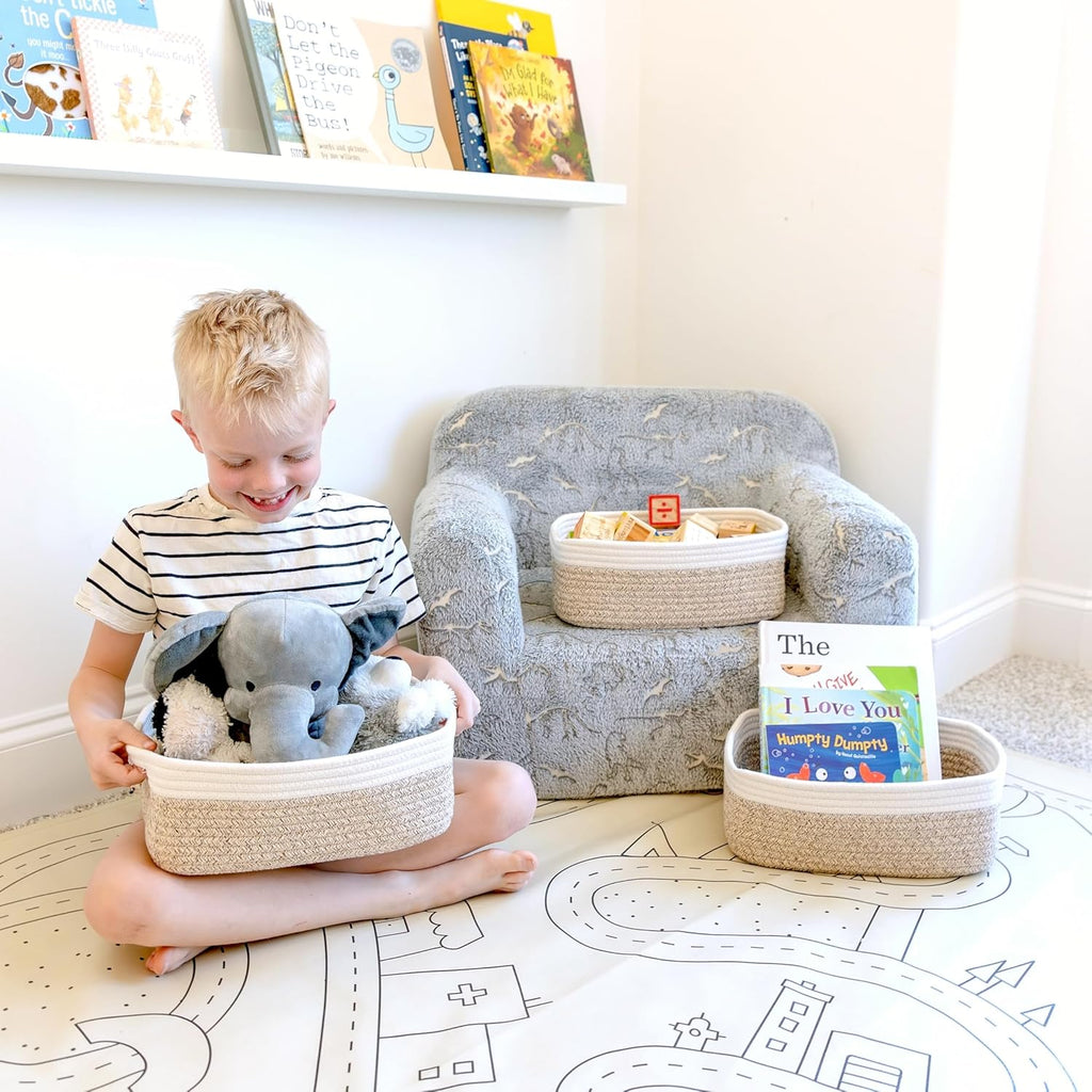 NaturalCozy 11.8"x8"x4.5” Storage Baskets for Shelves 3 Pack | Cotton Rope Woven Small Baskets for Organizing | Small Storage Bins for Nursery, Bathroom, Closet, Cube Shelf, Decorative, Gift Basket