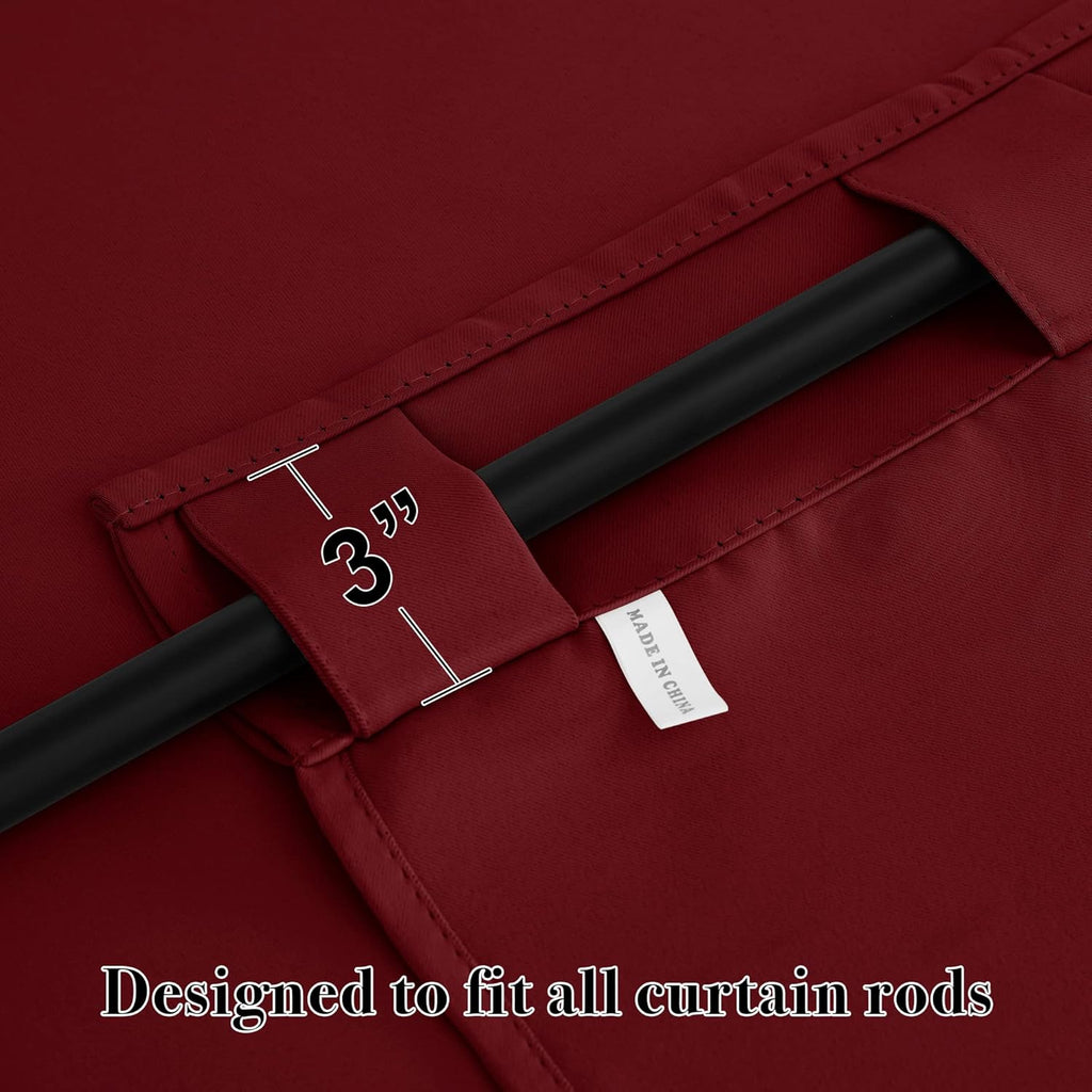 RYB HOME Window Curtains Blackout - Thermal Insulated Bedroom Drapes, Room Darkening Panels for Bathroom Nursery Short Curtains, Wide 42 by Long 45, Burgundy Red, 2 Pcs