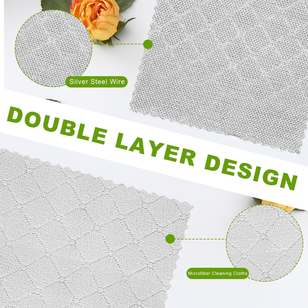 12 Pcs Multipurpose Wire Dishwashing Rag, Upgraded Double-Layer Non-Scratch Wire Dish Cleaning Cloths, Reusable Steel Scrubberfor Kitchen, Cookware, Sinks, Stove Tops, 10"x10"
