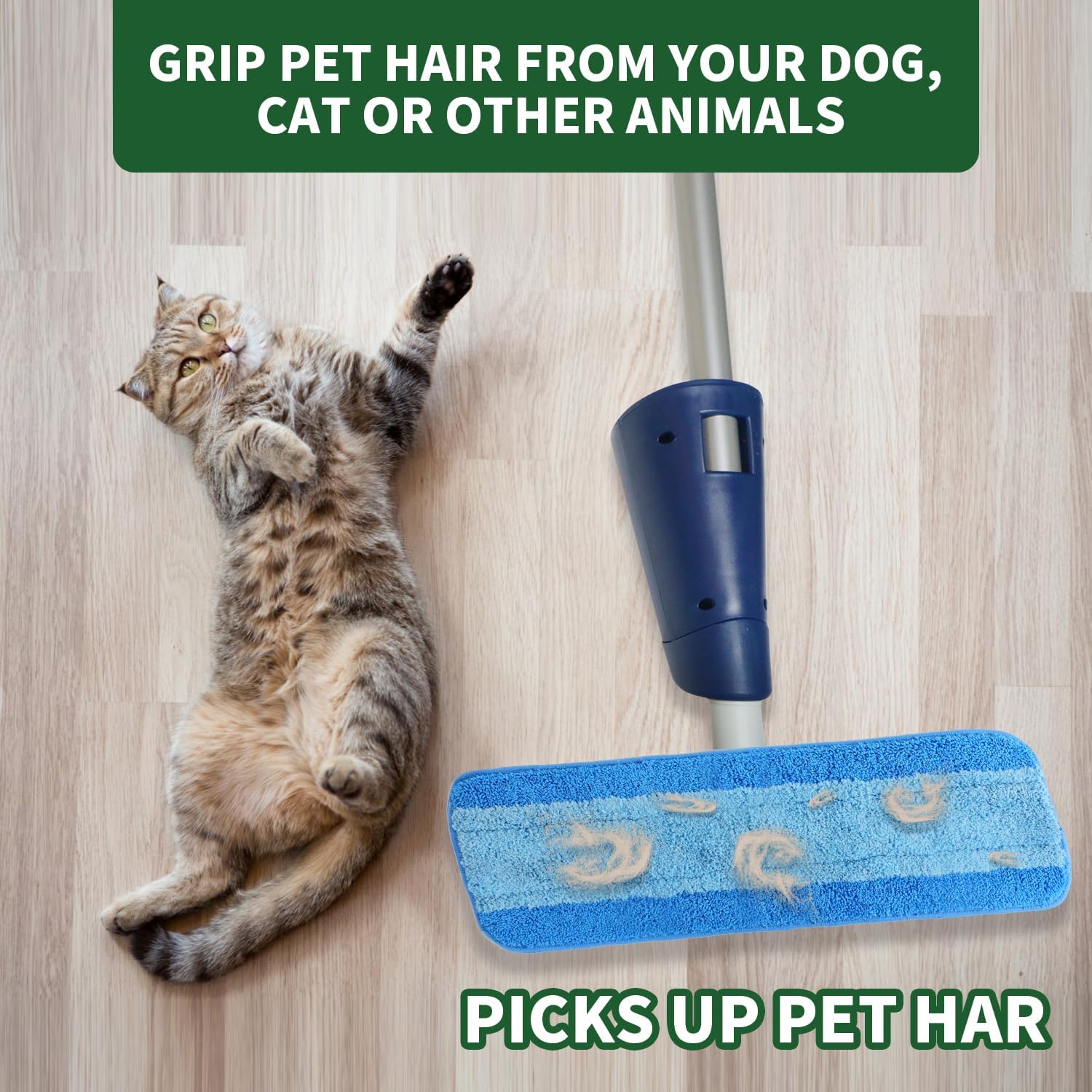 8 Pack Microfiber Cleaning Pads for Bona Mop, Reusable Microfiber Mop Pads for 18 Inch Mop, Hardwood & Hard Surface Floors Replacement Cleaning Mop Pads, Machine Washes