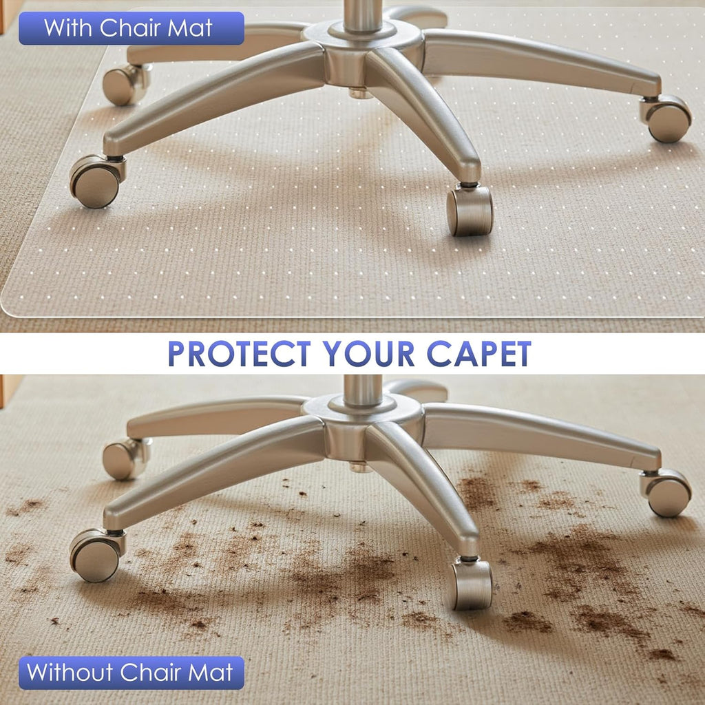 Kuyal Office Chair Mat for Carpet, 2 Pack 32x 49 Clear Heavy Duty Computer Chair Mat, Under Desk Protector Carpeted Floors Mat, Easy Chair Movement,Ship Flat