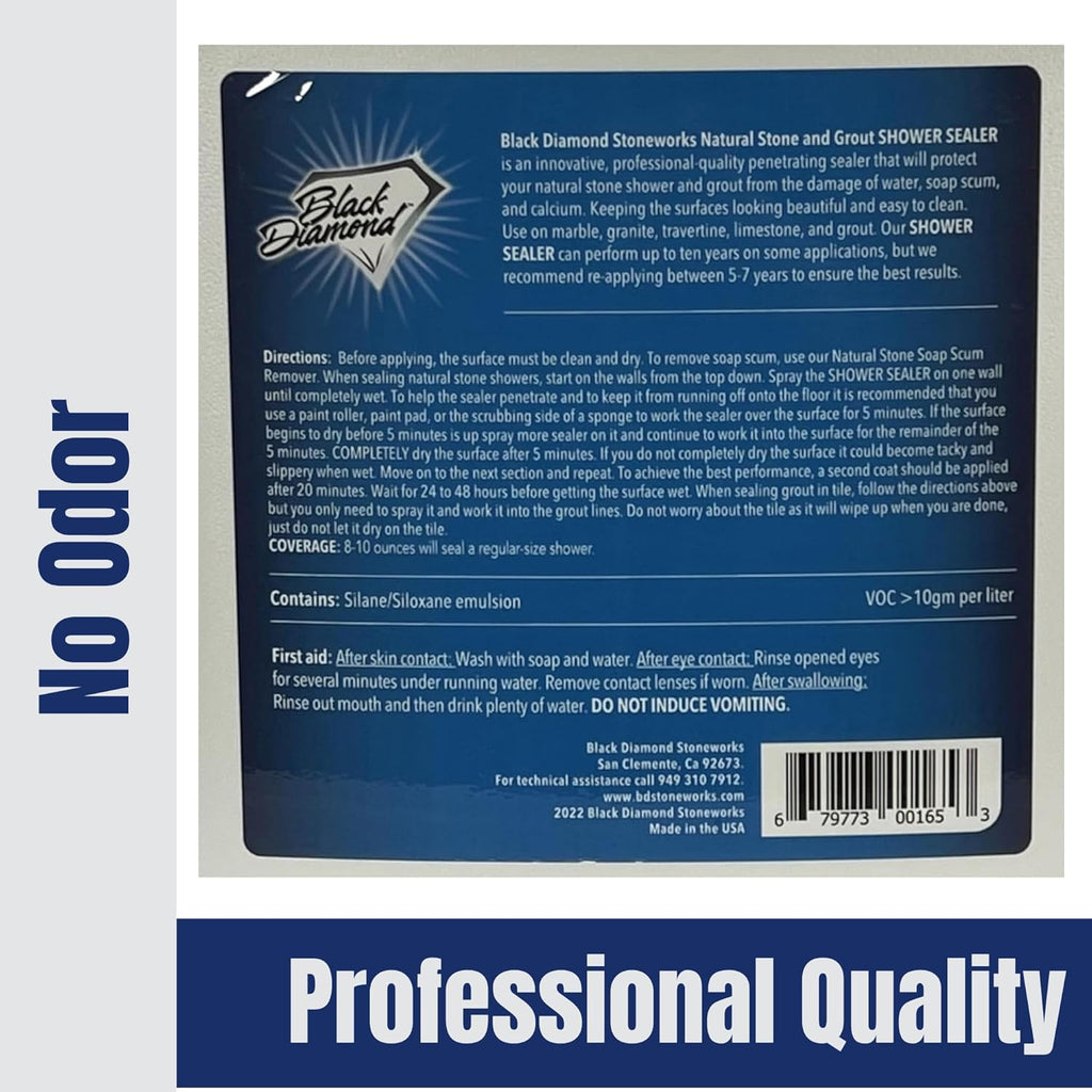 Natural Stone and Grout Penetrating Shower Sealer. Marble, Granite Travertine, Limestone. Protects The Surface from Damage and Build-up for up to Ten Years! (1 Gallon)