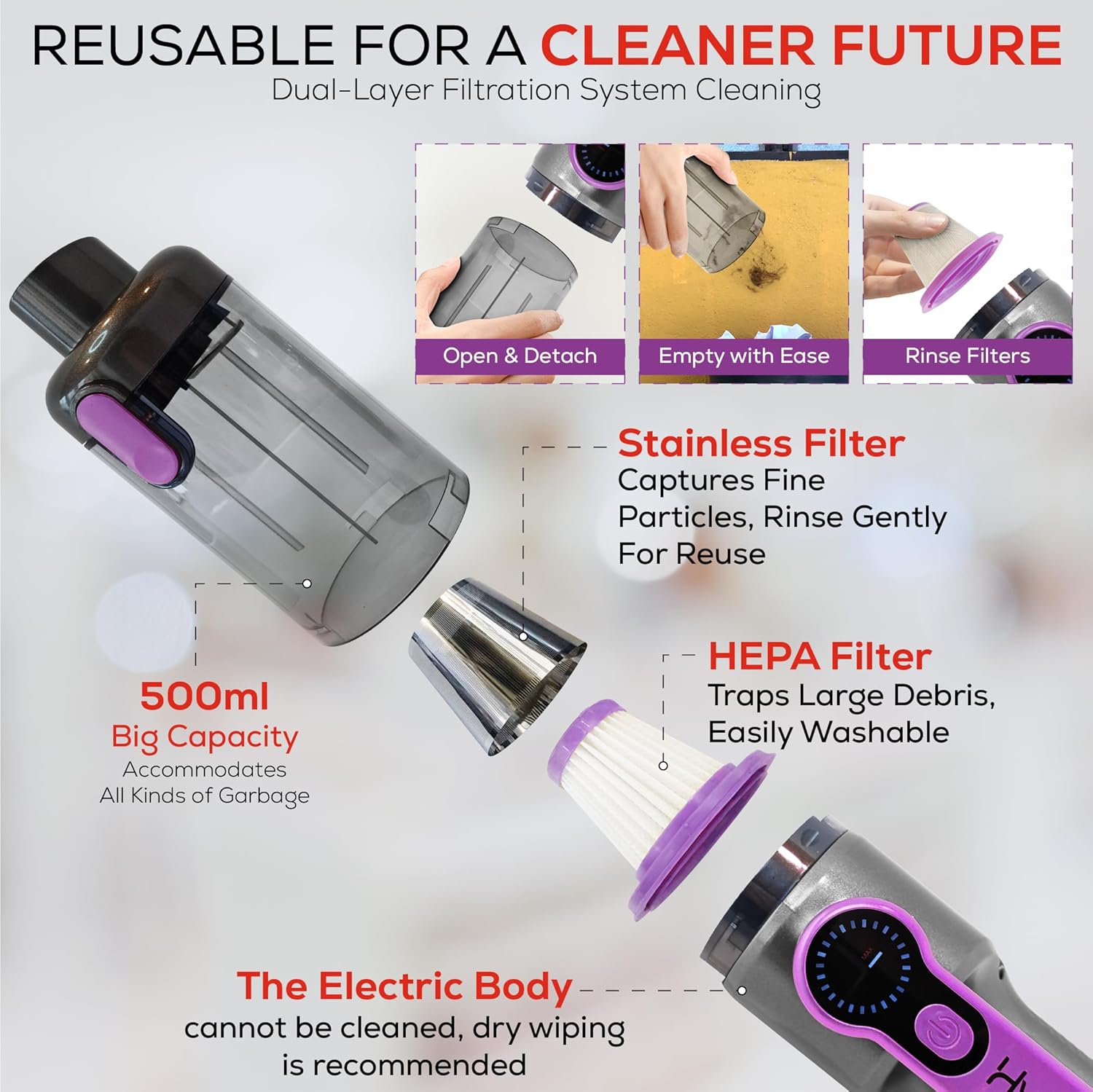 Car Vaccum Cleaner - 2 in 1 Handheld, High Power, Portable Vaccum Cordless & Corded + Blower with 18500Pa Suction - Fast USB-C Rechargeable Hand Vacuum for Home, Office, Pets & Auto Detailing