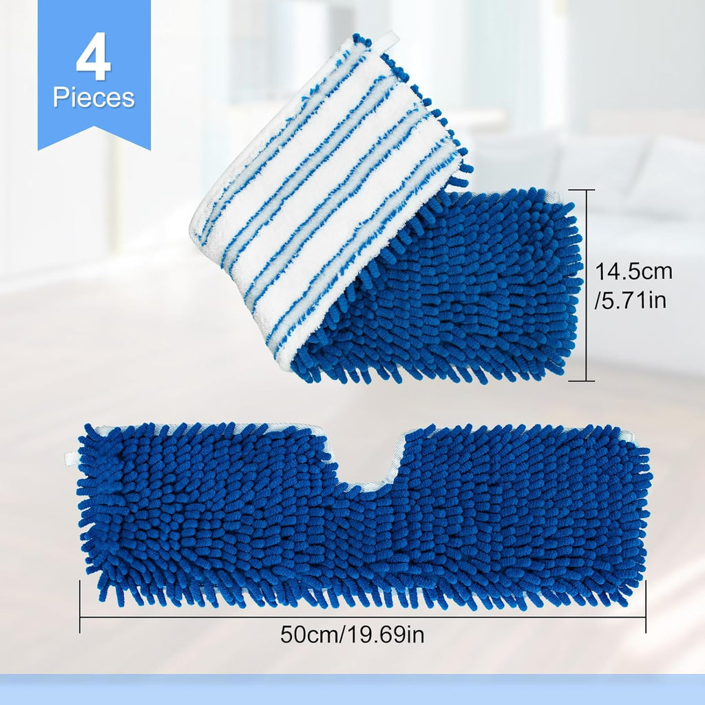 4 Pack Mop Heads Replacements for Ocedar Dual-Action Microfiber Flip Mop, Double Sided Mop Replace Head Mop Refills with Microfiber & Chenille for Dry Wet Use, Reusable, Machine Washable