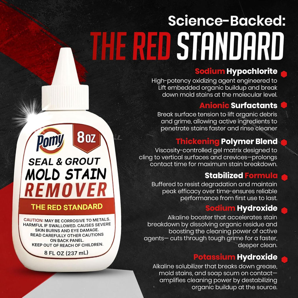 Pomy Professional Grade Mold Stain Remover Gel (2 Pack-16 oz Total) Thick No-Run Gel for Shower Caulk, Grout Lines, Washing Machine Gasket, Front Loader Door Seal, Tile and Bathroom Surfaces