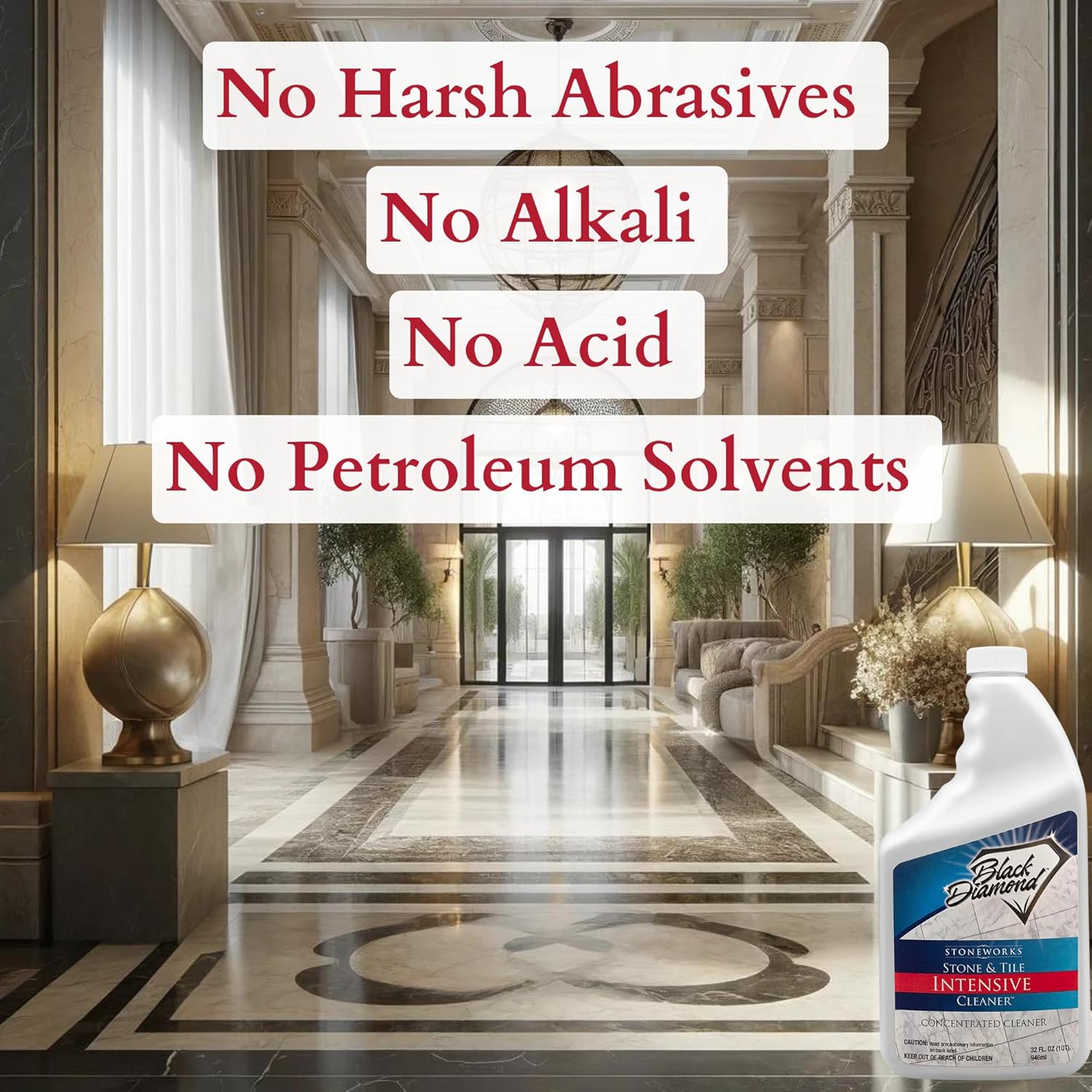Black Diamond Stoneworks Stone & Tile Intensive Cleaner: Concentrated Deep Cleaner, Marble, Limestone, Travertine, Granite, Slate, Ceramic & Porcelain Tile.