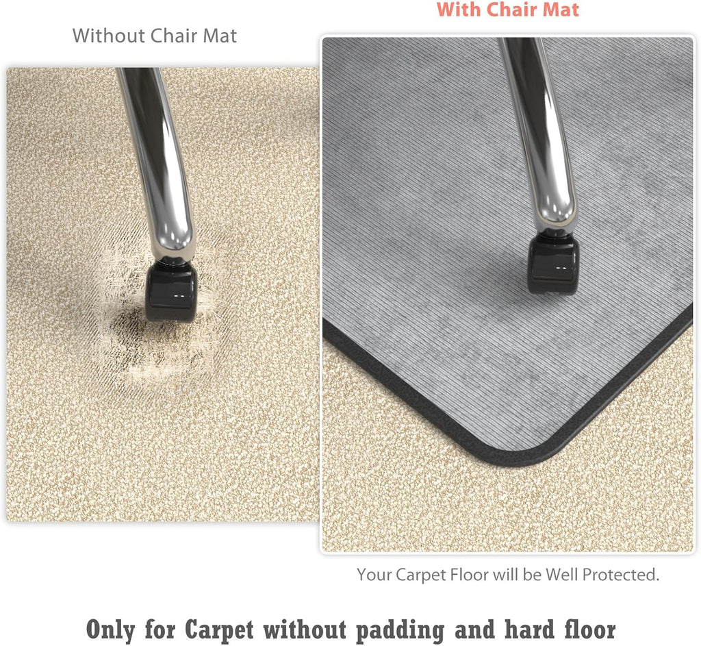 Heavy Duty Office Chair Mat for Carpet and Hardwood Floor Bohemian Desk Chair Mat Rug 36'' x 48'' Corduroy Surface Floor mats for Office Home