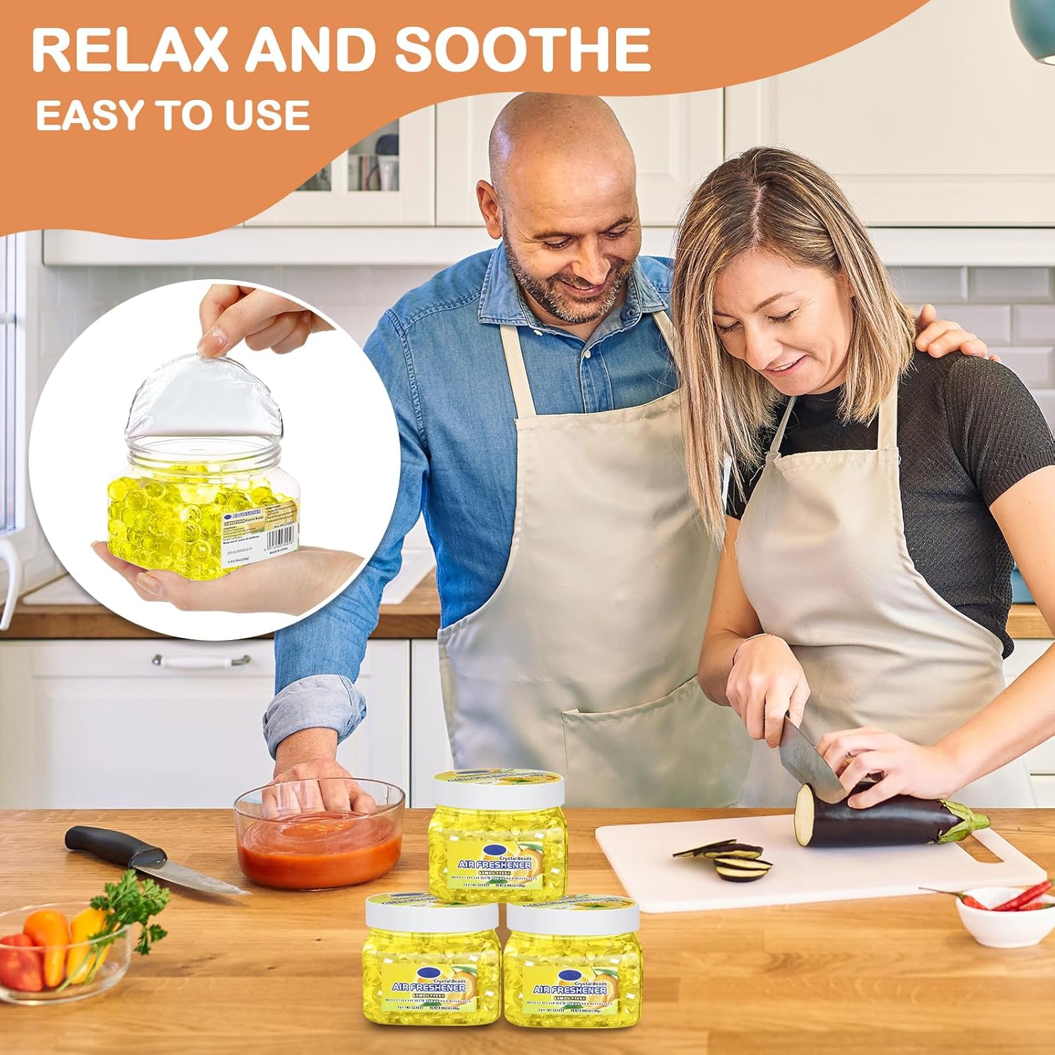 12 Pcs Air Freshener Gel Bulk Odor Eliminator Gel Beads 8 oz Long Lasting Air Freshener Beads Eliminates Odors in Home Bathrooms, Cars, Boats, Rvs and Pet Areas(Lemon)