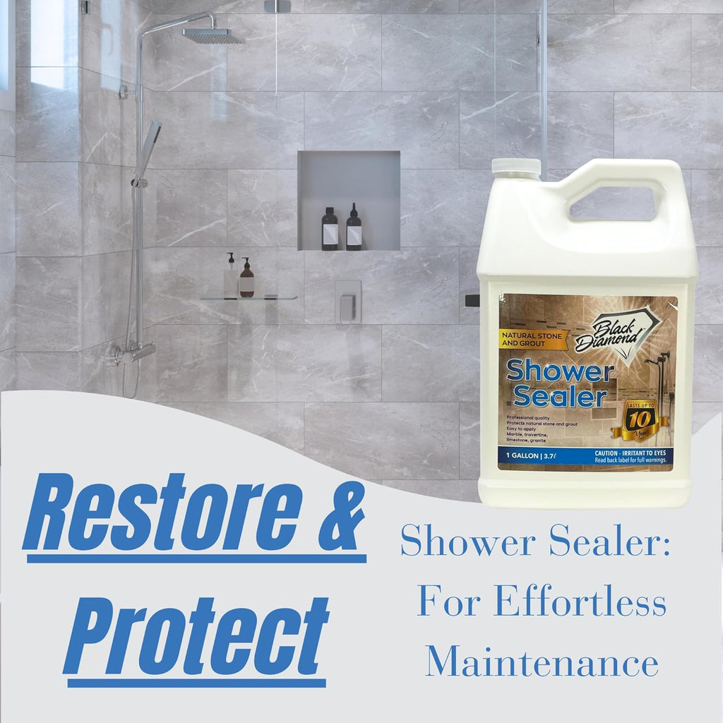 Natural Stone and Grout Penetrating Shower Sealer. Marble, Granite Travertine, Limestone. Protects The Surface from Damage and Build-up for up to Ten Years! (1 Gallon)