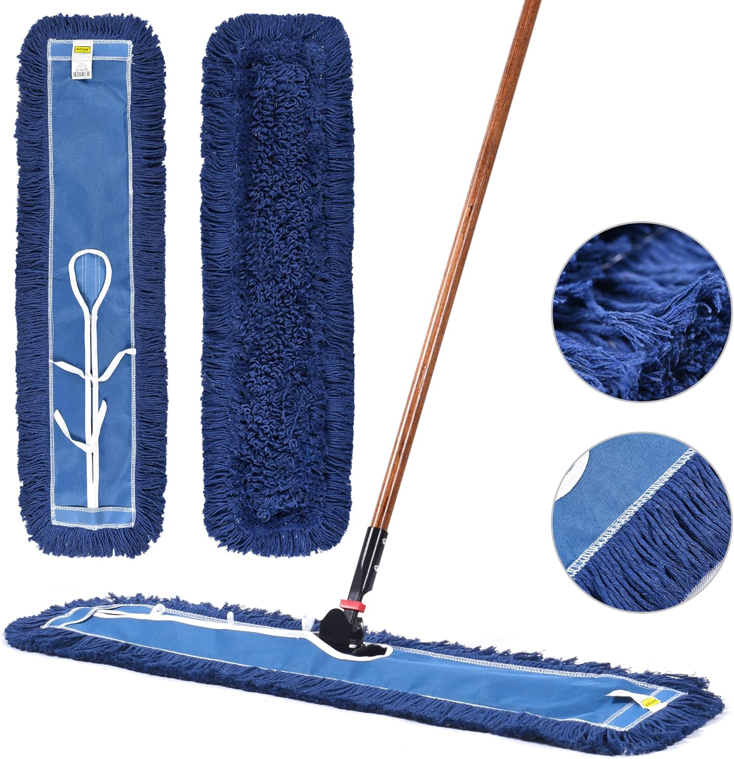 Matthew Cleaning 36'' Industrial Strength Cotton Dust Mop Refill Washable Replacement Heads for Residential & Commercial Use Fit Standard Dust Mop Frames, Hardwood, Laminate, Concrete Floors 1 Pack