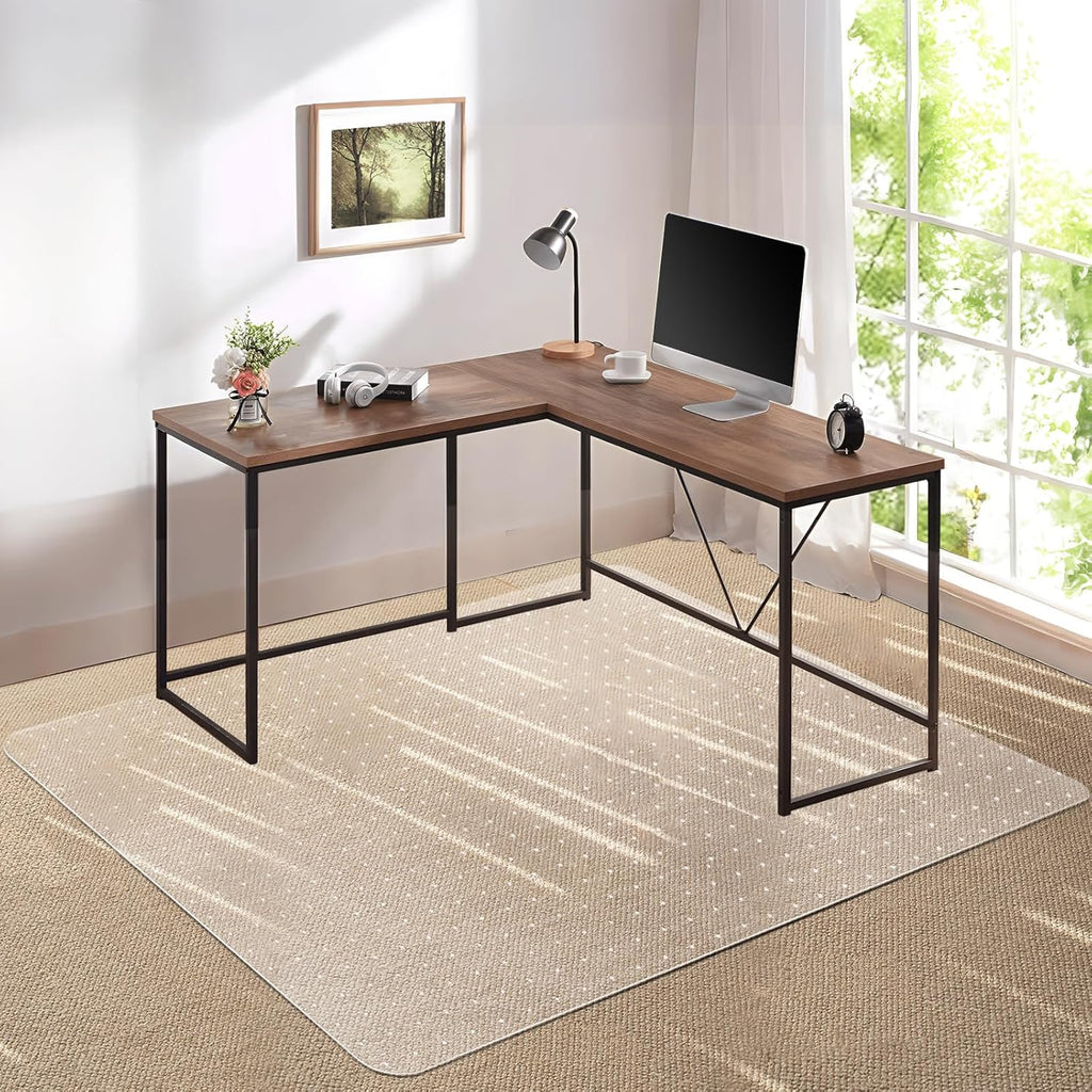 Kuyal Desk Chair Mat for Carpet, 46'' x 72'' Rectangle Transparent Mats for Chairs Good for Desks, Office and Home, Easy Glide, Protects Floors for Low and No Pile Carpeted Floors