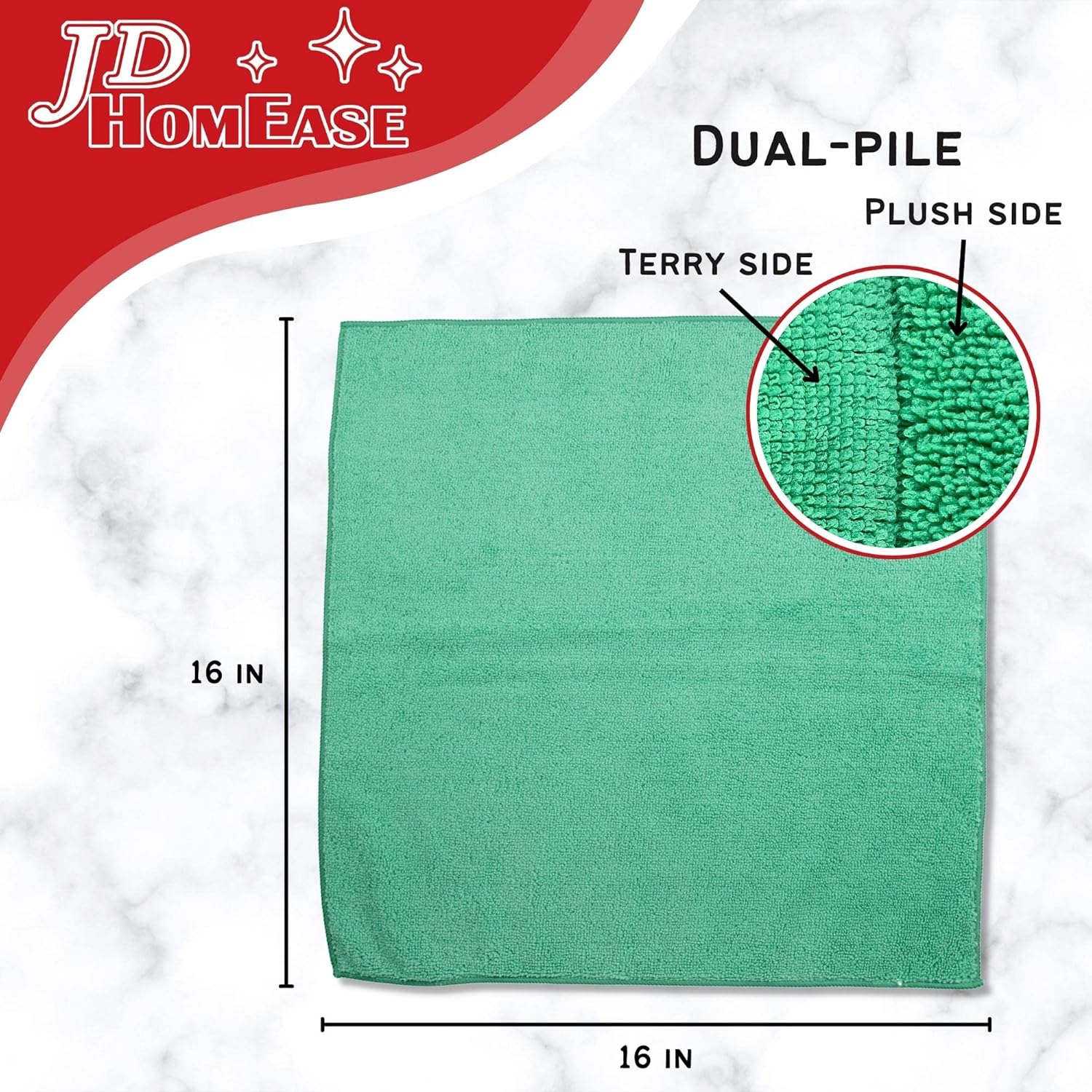 Microfiber Cleaning Cloths,120 Pack, 16"x16", All-Purpose, Softer, Highly Absorbent, Lint-Free, Reusable, Washable Pro Towels, Green, for House, Kitchen, Bathroom, Car, Office