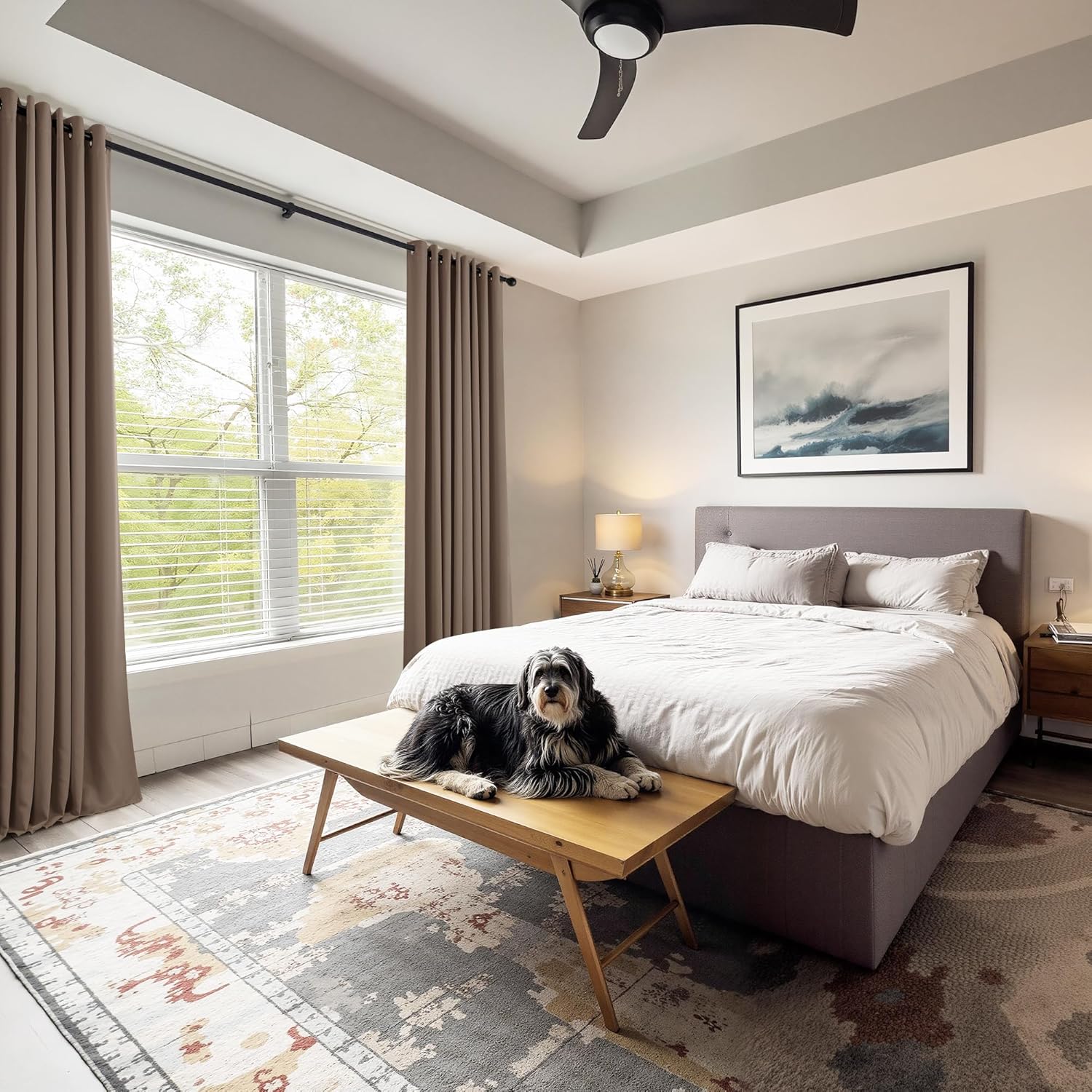 PONY DANCE Window Curtain Panels - Grommets Top Thermal Insulated Light Blocking Curtain Covers for Bedroom Dining Room/Sliding Door and Closet, 55 Width by 80 Inches Length, Mocha, Pack-2