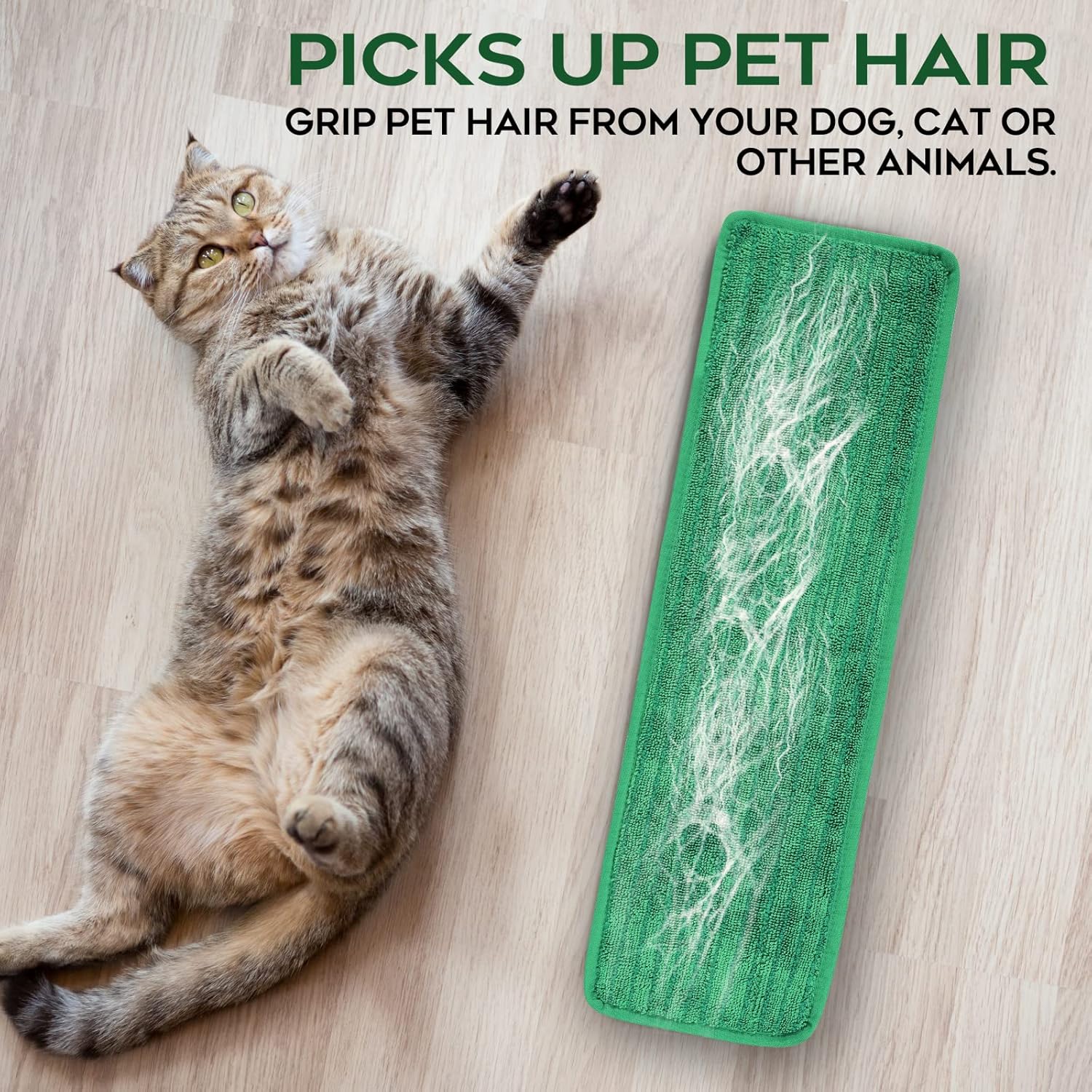 Matthew 18'' 36 Pcs Microfiber Mop Replacement Pads for Wet Dry Multi-Surface Floors Reusable Home Commercial Cleaning Refills,Machine Washable Compatible with Bona Mop&Any Microfiber Flat Mop Green