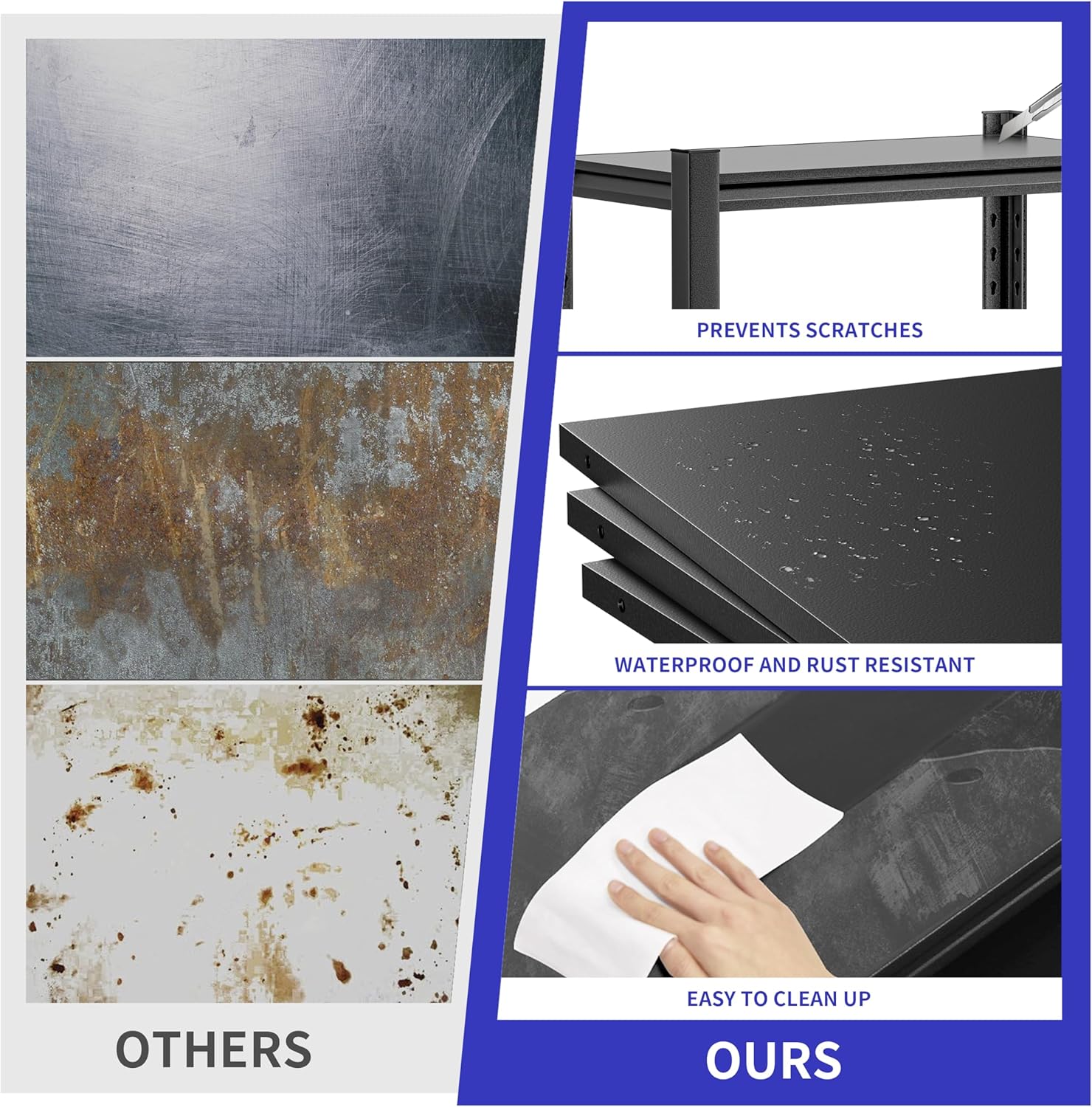 78" H 47.2" Wide 3 Pieces Garage Shelving, Thickened Heavy Duty Metal Adjustable Shelves, Storage Rack, Industrial Tool Shelf for Basement Metro