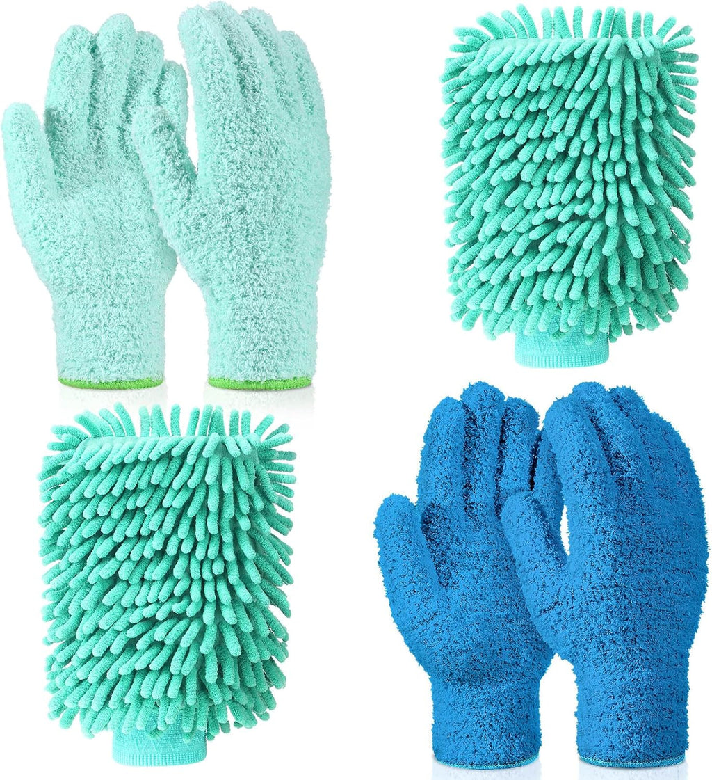 6 Pcs Microfiber Dusting Mitt Gloves Microfiber Washable Dusting Gloves Car Wash Mitt for Leaf Cleaning Plant