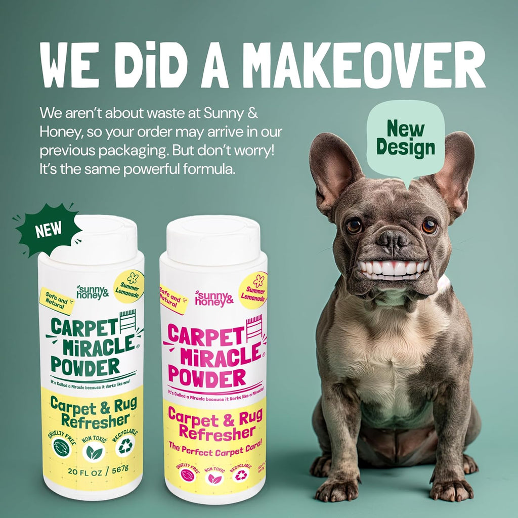 Sunny & Honey Carpet Deodorizer Powder - 20 Oz, Summer Lemonade Scent - Rug Cleaner & Carpet Cleaning Powder for Vacuuming & Upholstery Freshener for Pets & Kids
