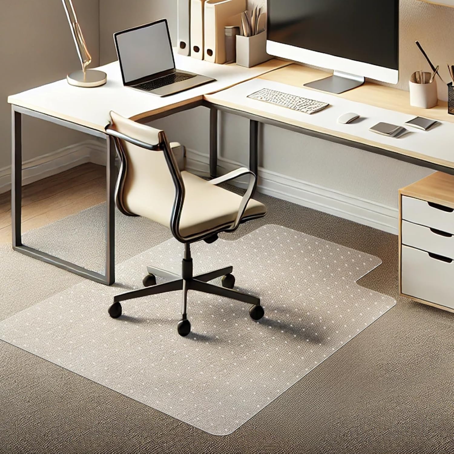 Azadx Chair Mat for Carpet 60"x 48" Large Chair Mat for Carpeted Floors, Office Chair Mat for Carpet Protector Floor Mat on Low Pile Carpets Easy Glide Rolling Plastic Desk Computer Chair Mat for Home