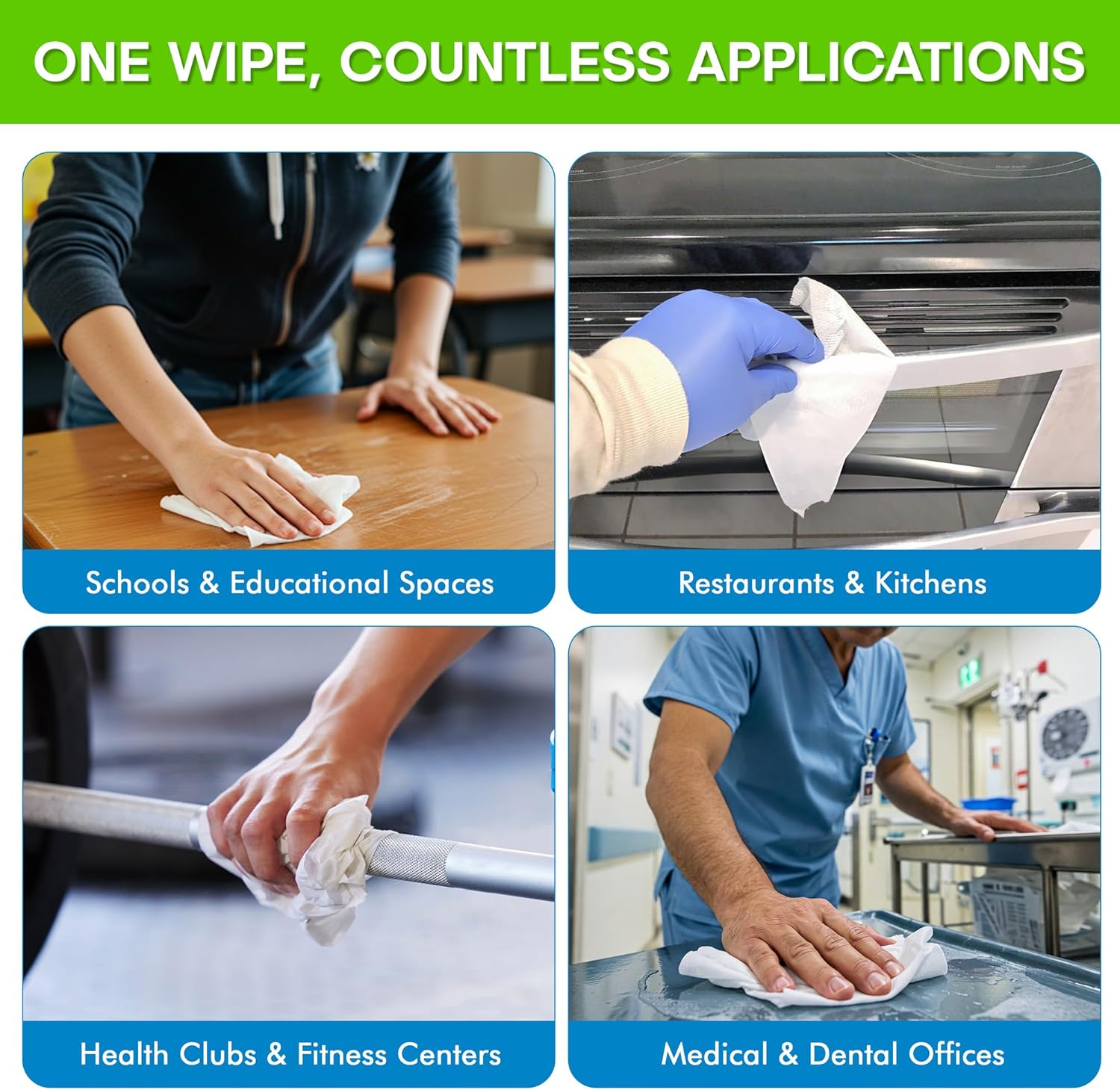 Zoom Evolution Multi-Purpose Antibacterial Wipes, 3,200 Count – 4 Rolls of 800 Wipes Each, Disinfecting Cleaning & Sanitizing Solution for Home, Kitchen, Gym, Car & Office, Quick-Dry, EPA-Registered