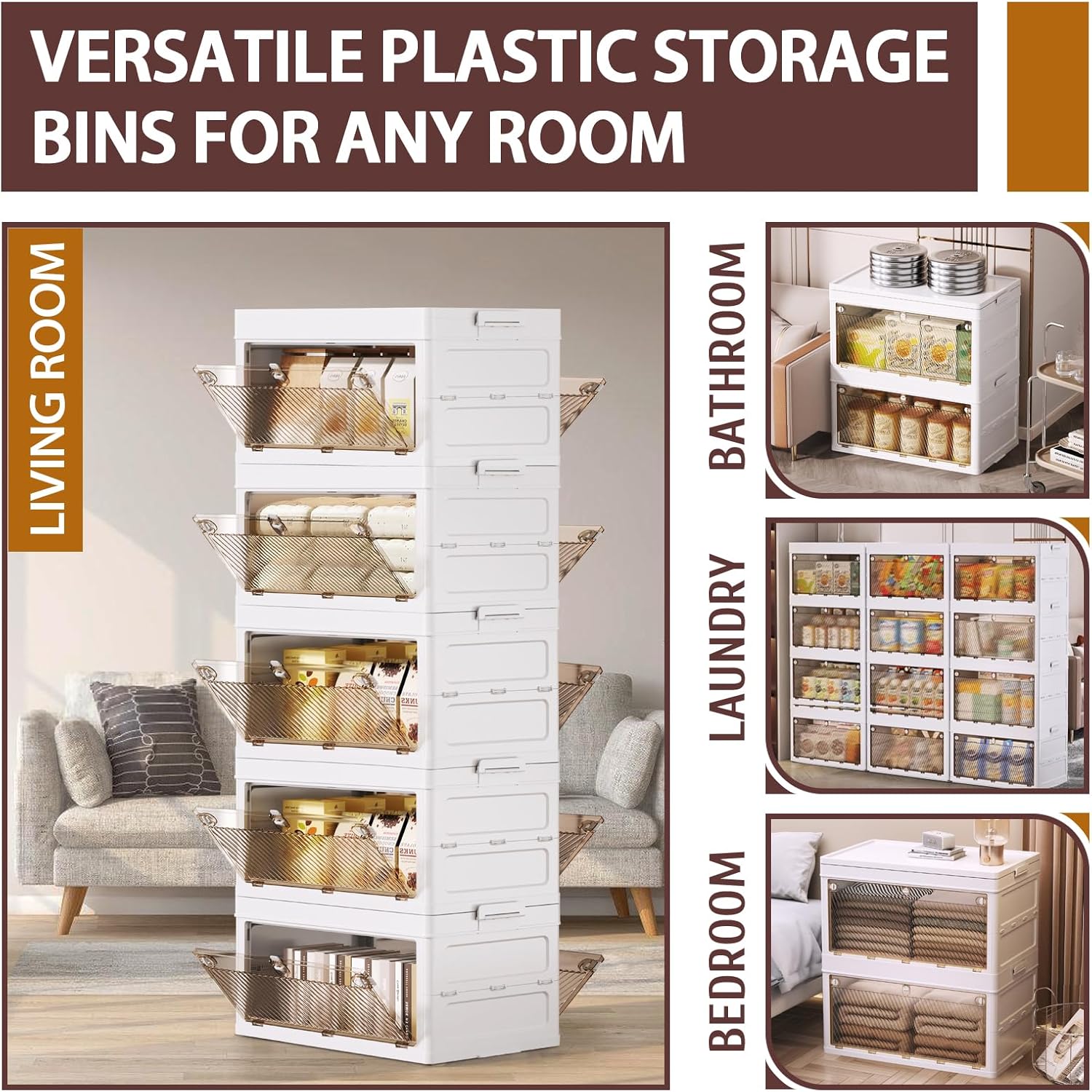 QudraKast 5-Tier Stackable Plastic Storage Bins - 23QT Stackable Storage Bins - Closet Organization and Storage, Suitable for Bedroom, Organization and Storage Boxes for Study, Toy Room, Office