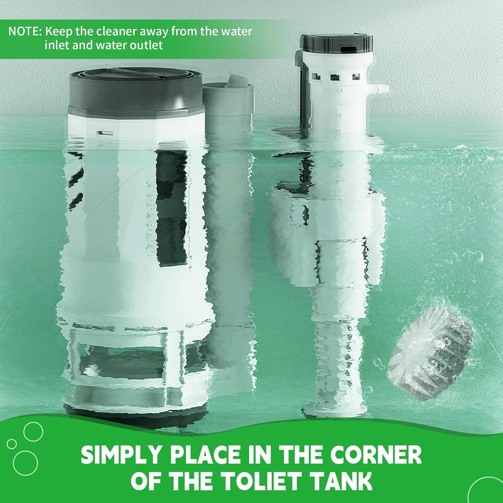 Toilet Bowl Cleaner Tablets, Automatic Toilet Bowl Cleaners, Long-Lasting Toilet Tabs Drop in Tank for Deodorizing & Descaling, Green, 12 Packs