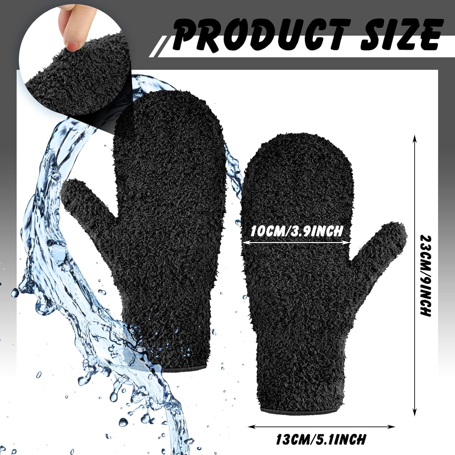 Bencailor 4 Pair Microfiber Dusting Mittens Reusable Women Cleaning Mittens with Thumb for Kitchen