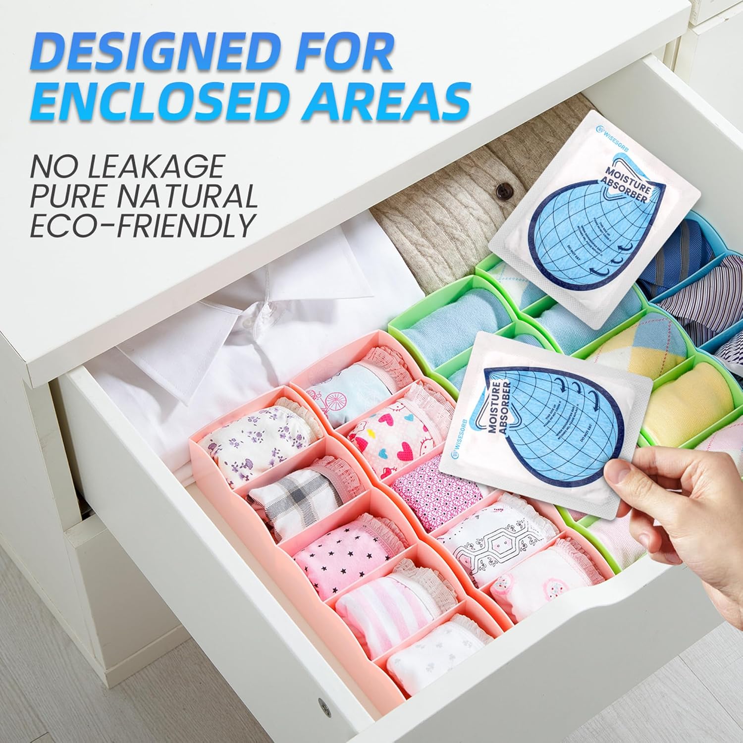 50 Gram 6 Packs Moisture Absorbers for Closet, Dehumidifier for Bedroom Dehumidifier Bags for Bathrooms, Basements, Rvs, Humidity Bags Humidity Packets Moisture Bags for Cars