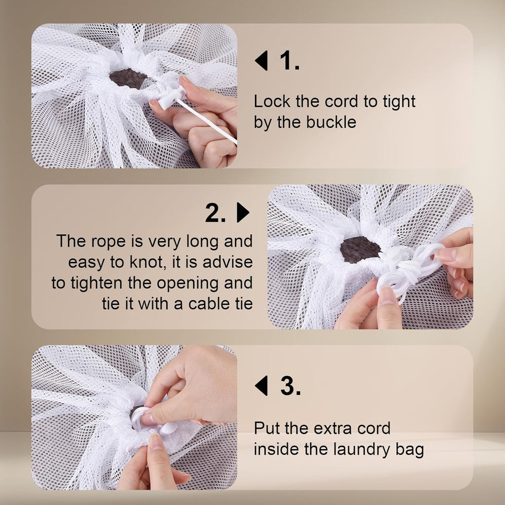 10-Pack Mesh Laundry Bags, 24 × 36 Inch Heavy-Duty Drawstring Mesh Bag Set (5 Black & 5 White) – Large Wash Bags for College, Dorm, Travel, Family & Apartment Use