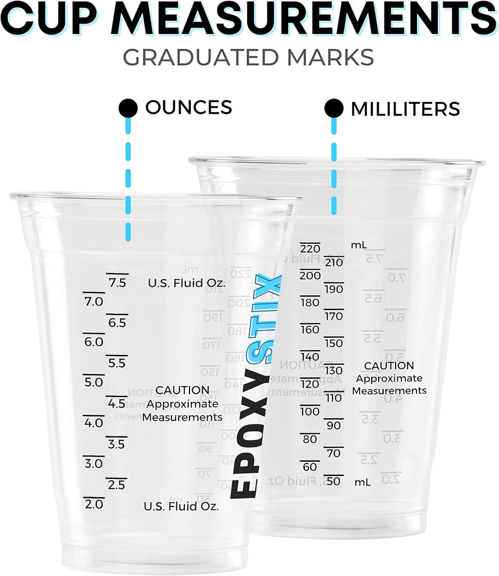 [Pack of 50] 10oz Disposable Graduated Measuring Cups for Mixing - Measurements in mL and Oz - Multipurpose Reusable Cups for Paint, Epoxy Resin, Stain, Liquid Mixing Cups