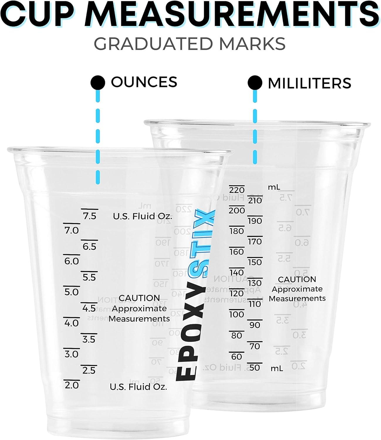 [Pack of 250] 10oz Disposable Measuring Cups for Mixing Epoxy Resin - Measurements in mL and Oz - Multipurpose Reusable Paint, Epoxy, Stain, Liquid Mixing Cups