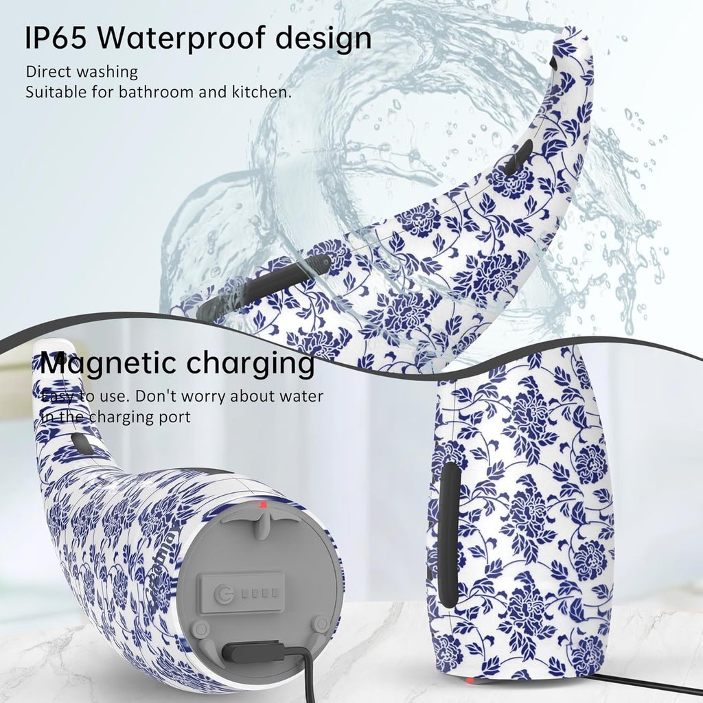 Adjustable Automatic Soap Dispenser Touchless, 4 Adjustable Levels Touchless Sensor Liquid Soap Pump Dispenser，300ml Rechargeable Magnetic Charging Hand Soap Dispenser for Kitchen，Bathroom