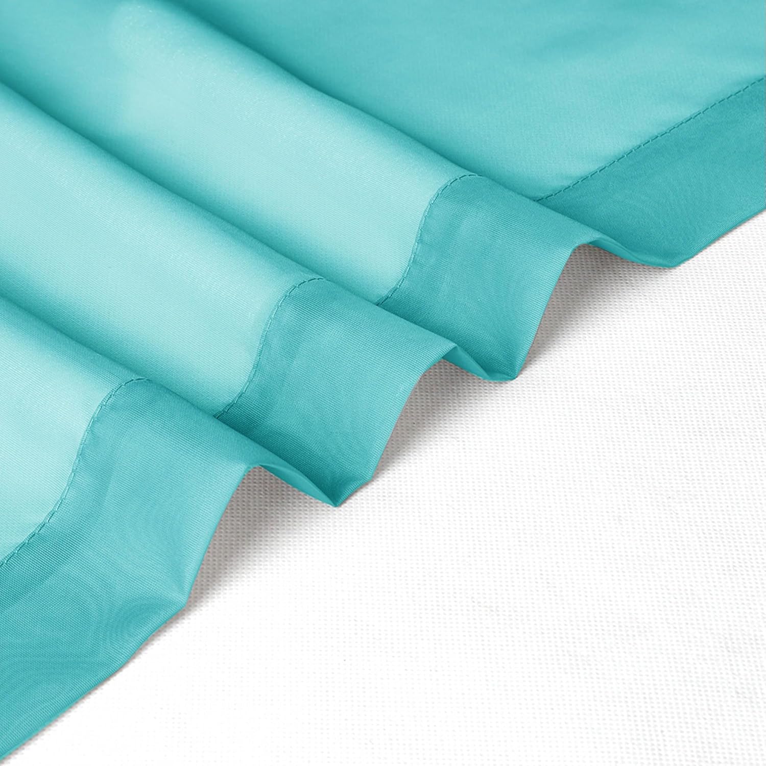Chyhomenyc Turquoise Sheer Curtains 30 inch Length 2 Panels, Light Filtering Voile Rod Pocket Short Window Curtians for Bathroom Living Room Farmhouse Small Windows, 42Wx30L inches