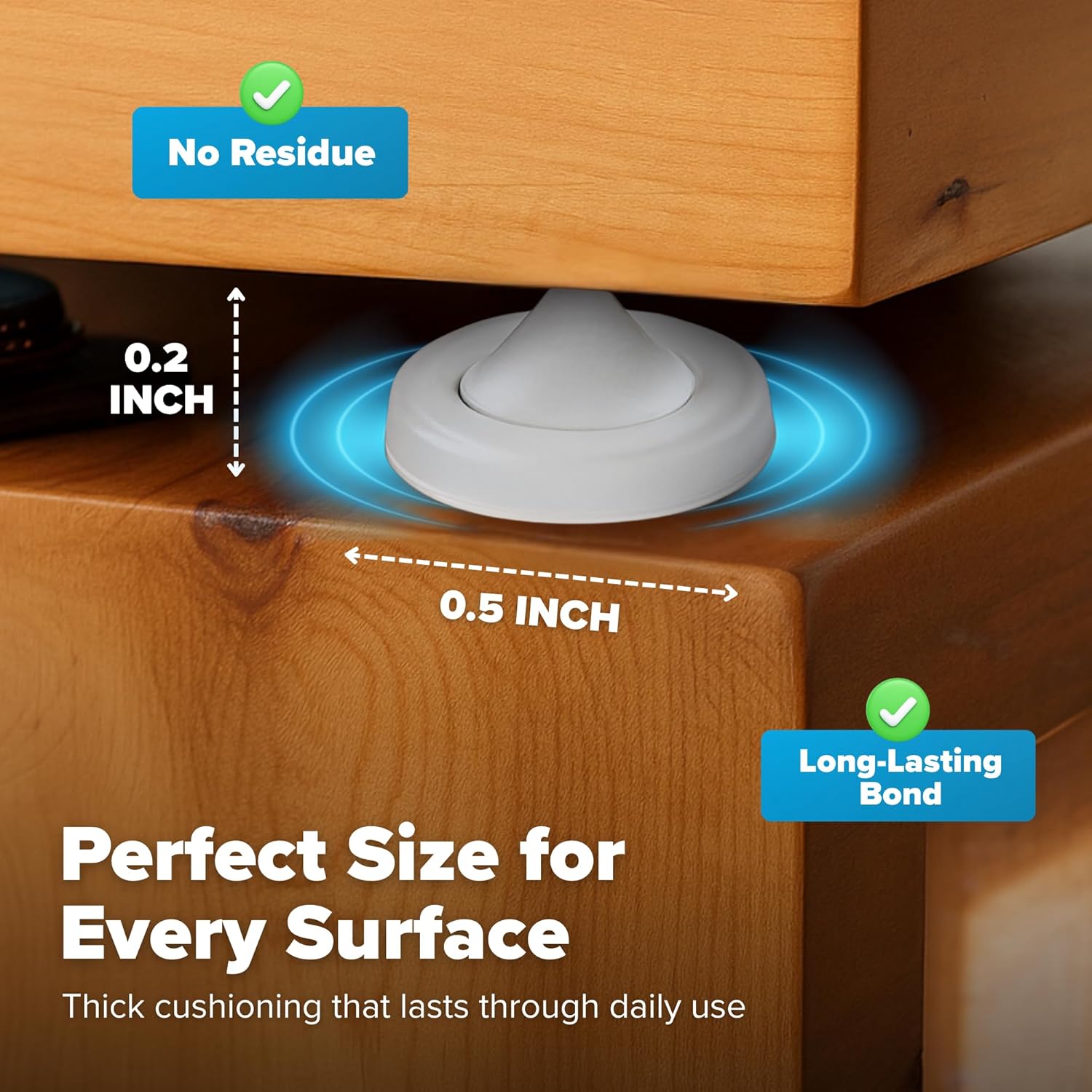 Strongest Home Cabinet Door Bumpers – 200 Pack Clear Rubber Bumpers Self-Adhesive for Cabinets, Drawers & Furniture – Soft Cabinet Stoppers for Quiet Close & Surface Protection – 0.5" x 0.2"