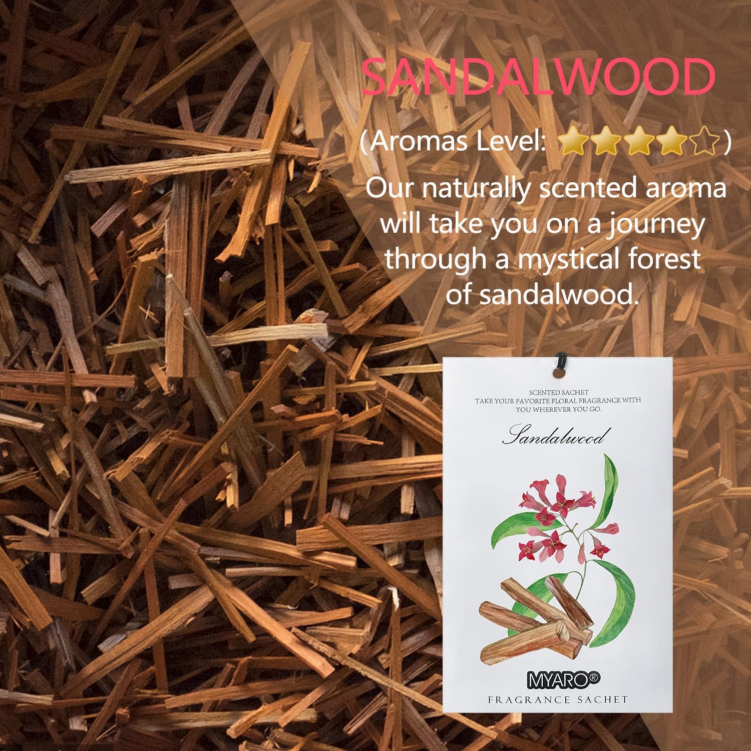 MYARO Scented Sachet House Air Freshener - 12 Pack Long Lasting Sandalwood Fragrance Deodorizer for Home Closet Drawer Car