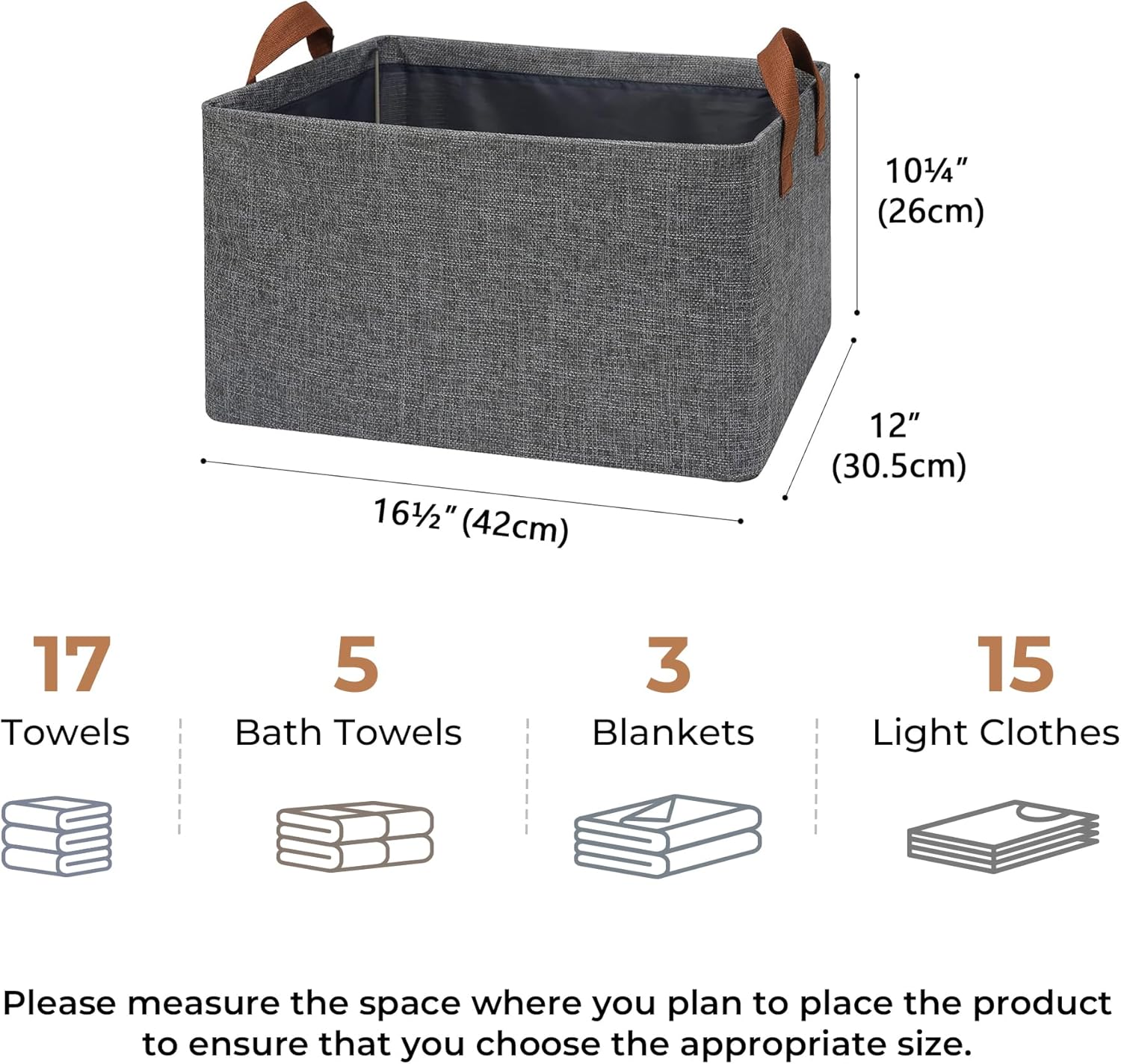 GRANNY SAYS Storage Baskets for Shelves, Closet Organizer Bins, Clothes Storage Bins with Metal Frame, Extra Large Baskets for Organizing and Storage, Collapsible, Dark Gray, 2-Pack