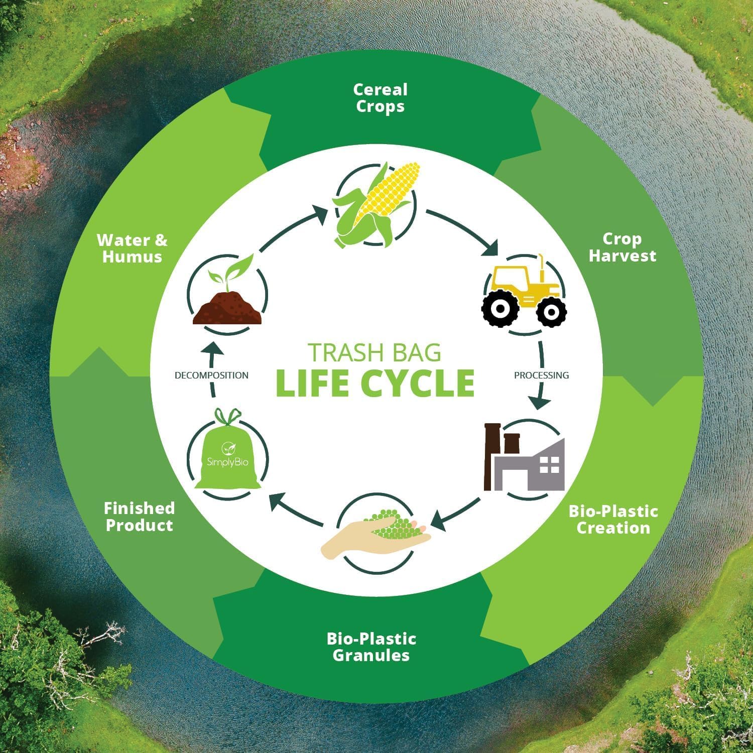 1.6 Gallon Compostable Trash Bags Handle, Heavy Duty Thick 0.6 Mil, 6.06 Liter, 50 Bags, Small Kitchen Food Scrap Waste Bag, ASTM D6400, US BPI and OK Compost Home Certified