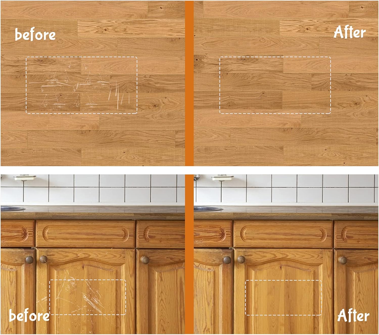 REALINN Wood Furniture Repair Kit 8 Light Colors- Wood Fillers and Touch Up Markers, Repair Scratch, Cracks, Discoloration for Wooden Door, Floor, Table, Cabinet