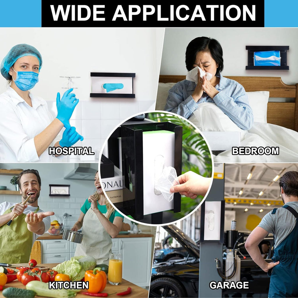 Lounsweer 6 Pcs Magnetic Glove Dispenser Holds Boxes of Towels Paper Tissue Glove Box Holder Wall Mount Kitchen Fridge Tool(Black)