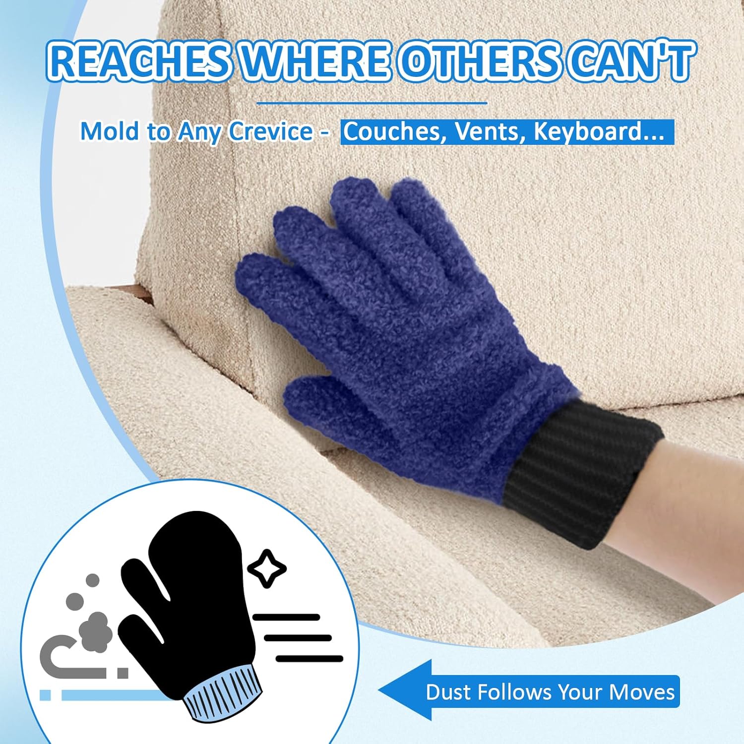 MIG4U Microfiber Dusting Gloves Washable Reusable Cleaning Mittens Gloves Kitchen House Cleaning Car Blinds Multicolor 4 Pairs L/XL