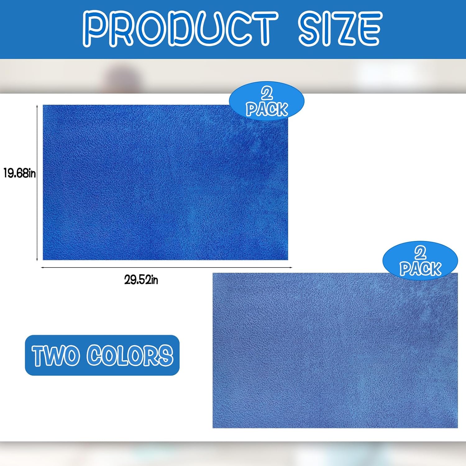 4 Pack Extra Large Microfiber Cleaning Cloths 20"x30", Lint-Free Reusable Towels for Home, Glass, Windows, Office, Kitchen, Bathroom – Mixed Blue