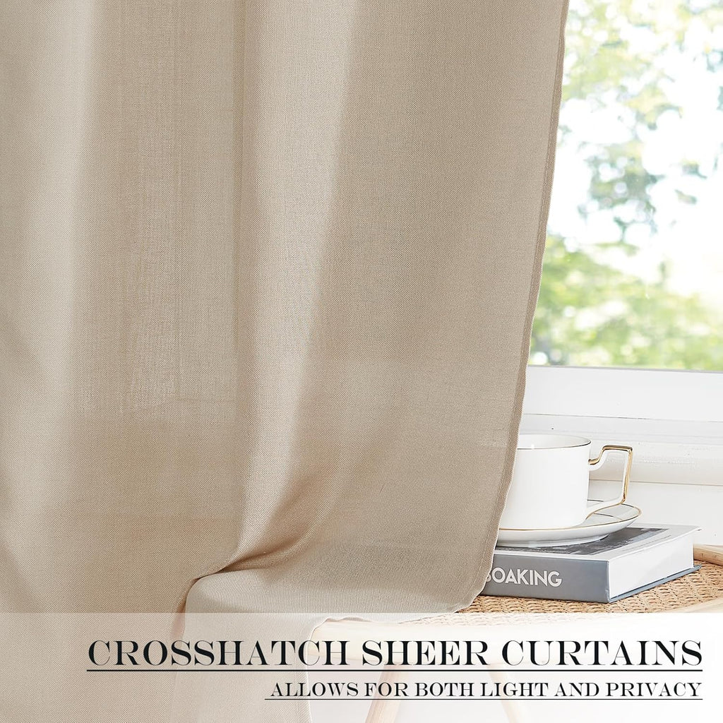 NICETOWN Linen Door Curtains 50 inch Length 1 Panel Farmhouse Kitchen Curtain Light Filtering Sidelight Covering, Door Blinds Tie Up Shade for Classroom Window, 1 Panel, 26 inch Wide, Anogra