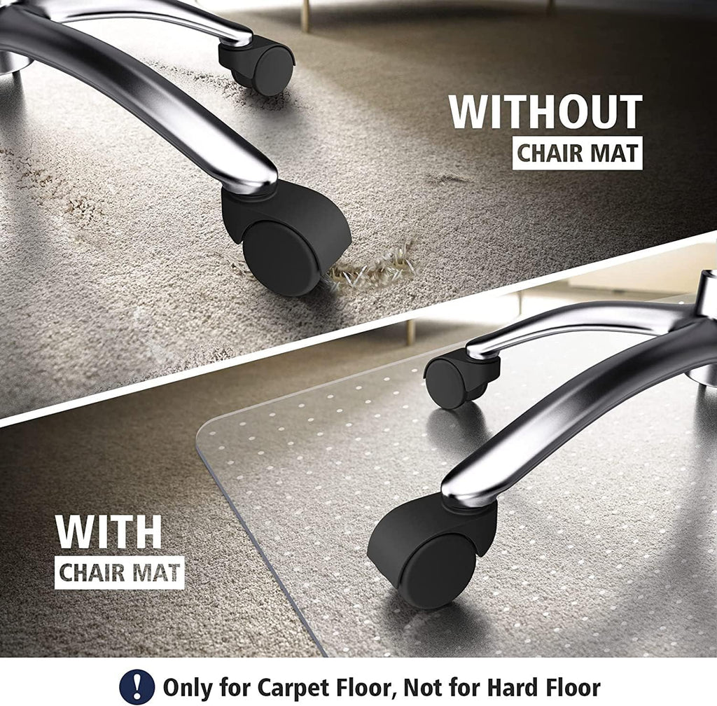 Azadx Chair Mat for Carpet 60"x 36" Large Chair Mats for Carpeted Floors, Office Chair Mats for Carpet Protector Floor Mat on Low Pile Carpets Easy Glide Rolling Desk Computer Chair Mat for Home