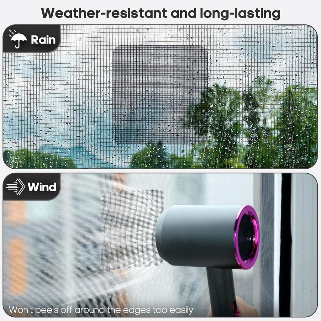 14 Sheets Window Screen Patches Repair Kit, Black 3 Sizes Window Screen Repair Kit for Mesh Screen Door, Strong Adhesive Fiberglass Quick Screen Repair Tape