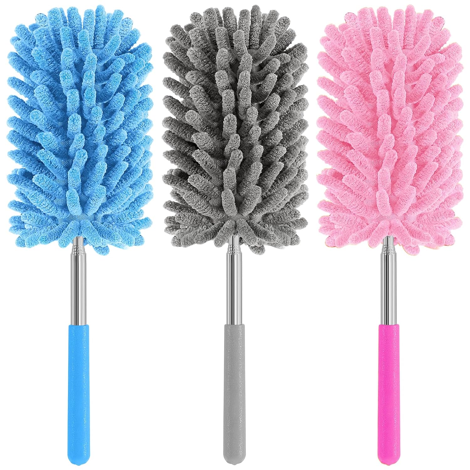 Mini Duster for Cleaning, 360° Bendable Hand Dusters with Extension Pole, Washable Small Duster for Car Interior, Office, Furniture