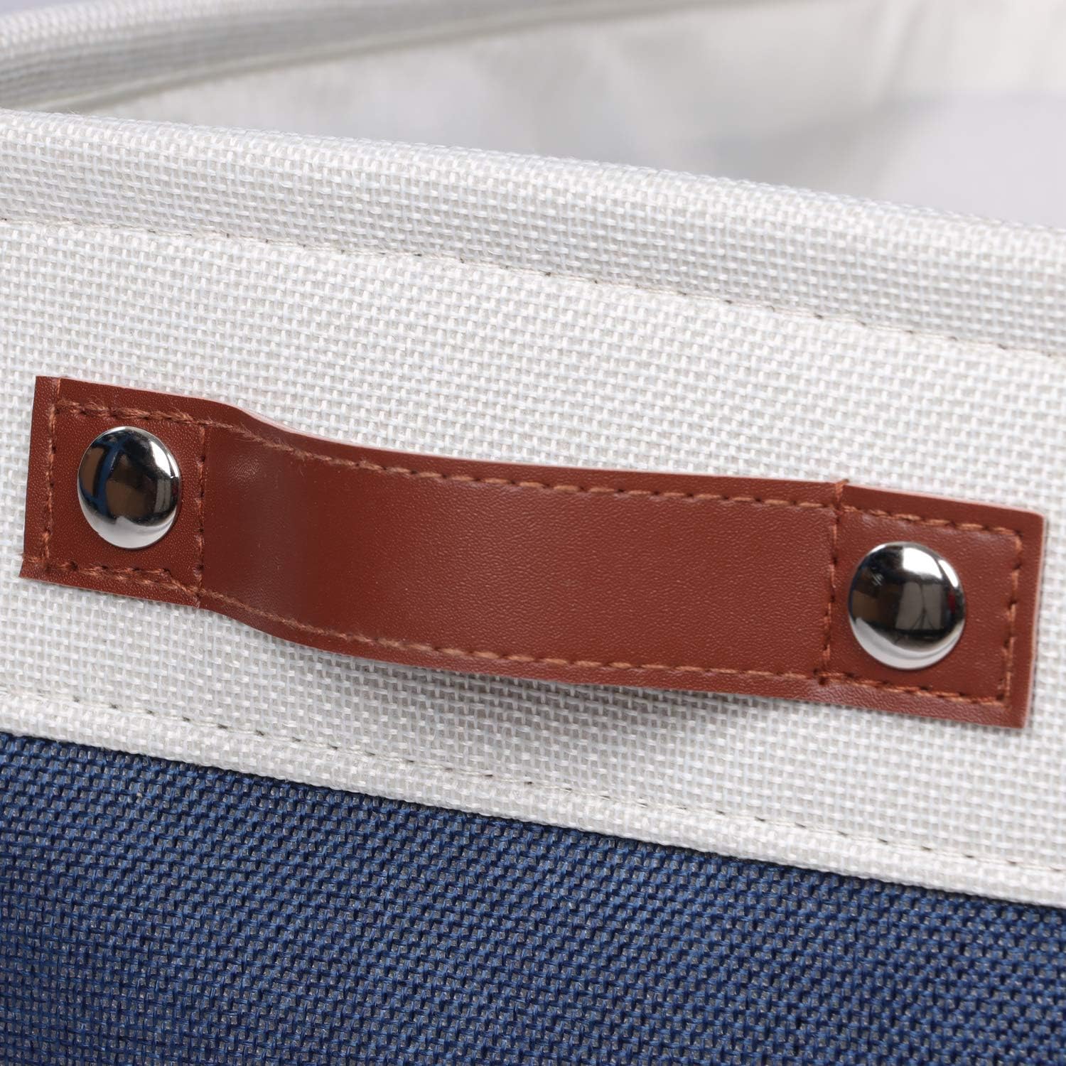 Univivi 4PC Large Storage Baskets Foldable Fabric Storage Bins for Closet Shelf for Organizing Blue Storage Baskets with Handles|Hard Bottom (15”X10.5”X9.5”)