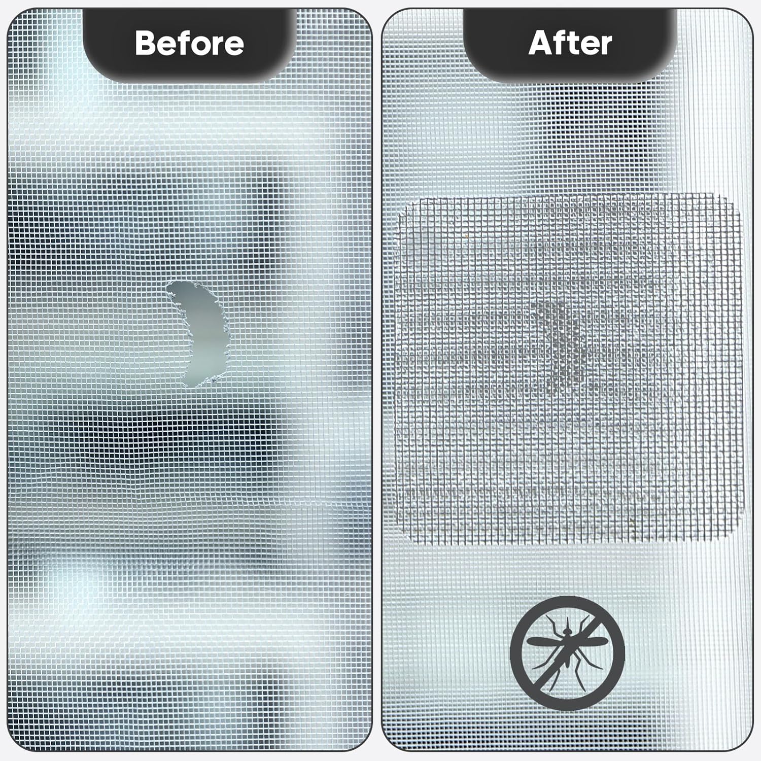 14 Sheets Window Screen Patches Repair Kit, Grey/Black 3 Sizes Window Screen Repair Kit for Mesh Screen Door, Strong Adhesive Fiberglass Quick Screen Repair Tape