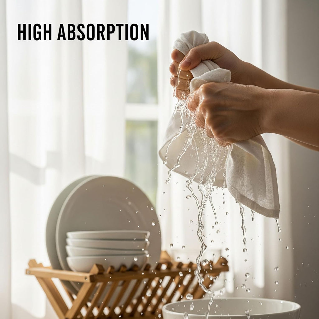 WHITEWRAP Flour Sack Towels 100% Cotton Dish Towel Reusable Baking Cloth for Bread Dough, Baguettes, Ciabatta, Machine Washable, Kitchen Towels for Cleaning – Set of 12 (18"x18") - White