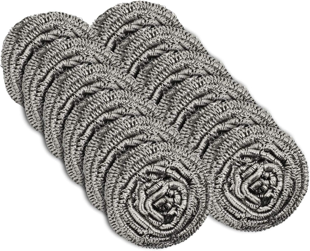 12 Pack Stainless Steel Scourers by Scrub It – Steel Wool Scrubber Pad Used for Dishes, Pots, Pans, and Ovens. Easy scouring for Tough Kitchen Cleaning.