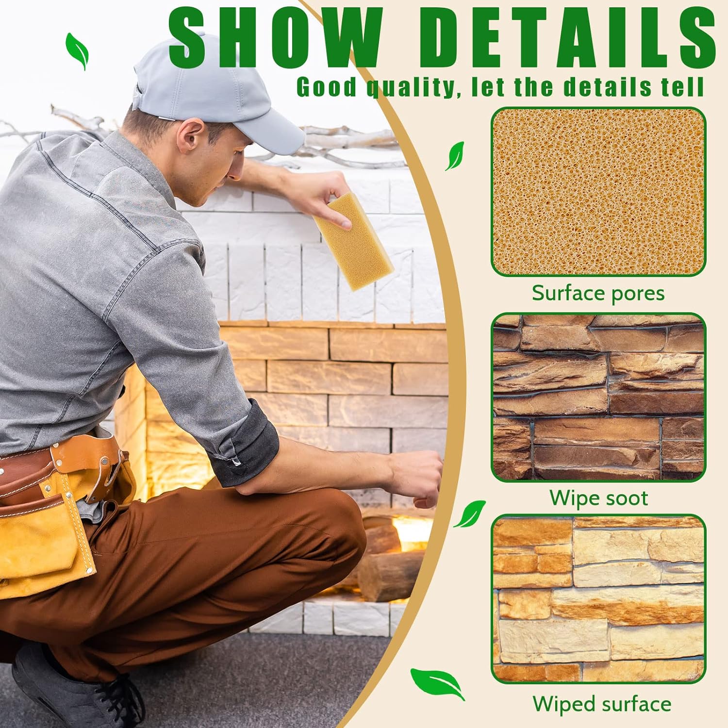 Tessco for you 3 Pcs Reusable Soot Eraser Sponge for Dry Cleaning - Effective Soot Remover for Pet Hair, Dust, and Dirt on Painted Walls, Books, and Car Interiors